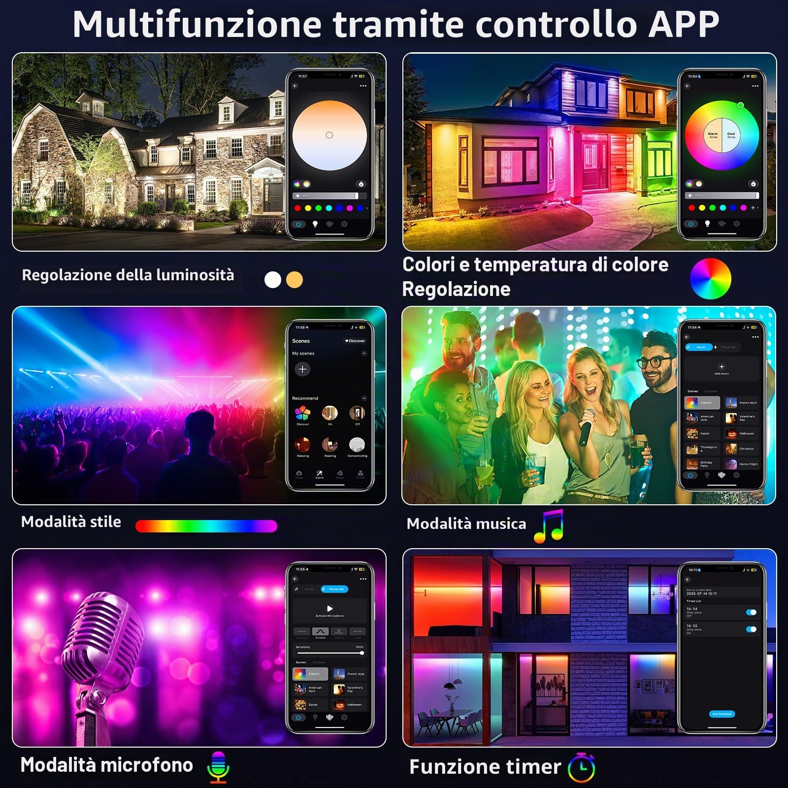 Faretto RGB LED WIFI, T-SUNUS 100W Proiettore RGB da Esterno WIFI con APP Bluetooth e Telecomando IP65 Impermeabile Faretti Colorati Per Vacanze Feste Halloween Natale
