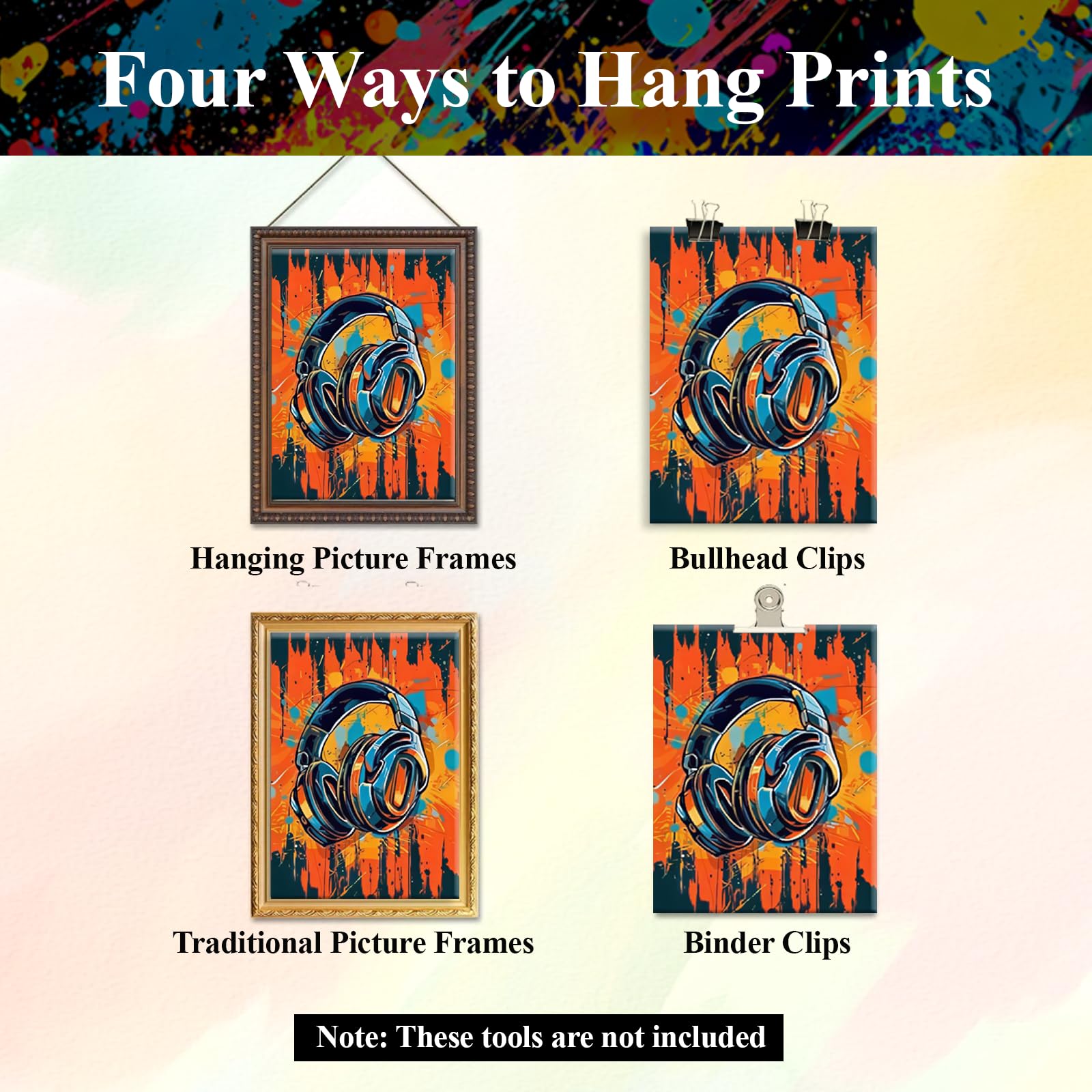 3 Pcs Graffiti Gaming Posters Set, Gamepad and Headphone Patterned Gaming Canvas Wall Art for Teen, Boys, Gamer, Cool Gaming Posters for Bedroom Boys, Men Cave, Game Room Decor 12 x16 in Unframed 1