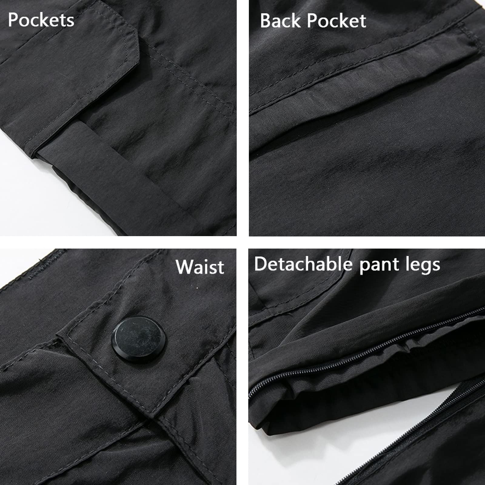 Hombres Pantalones de Senderismo Convertibles Impermeable Zip Off Pantalones de Escalada Secado Rápido (Size:L,Color:Verde)
