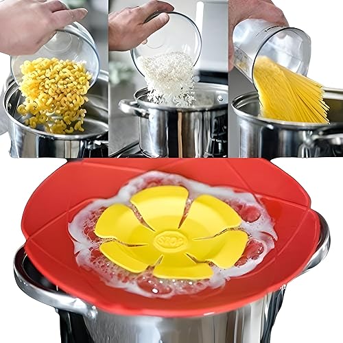 La mejor tapa de silicona para olla, tapas reutilizables para ollas y sartenes, tapón de hervir sobre derrames, accesorio de cocina (rojo)