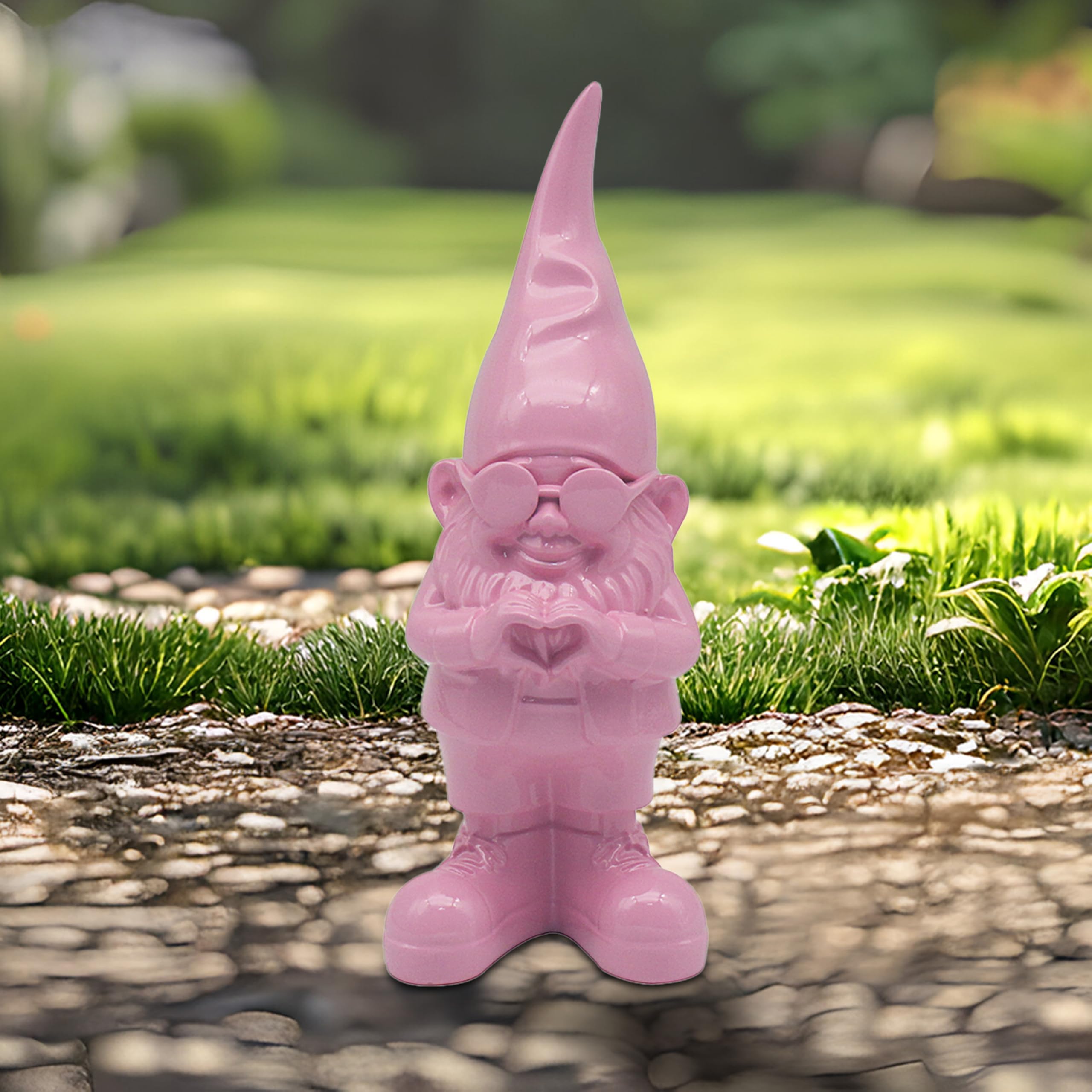 Lesser & Pavey Gnomes Home Decor Figurines & Ornaments For Home & Office | Decorative Home Accessories Statues For Indoor & Outdoor | Lovely Gifts for Women & Men Love Hand Pink 20 Cm — view 2