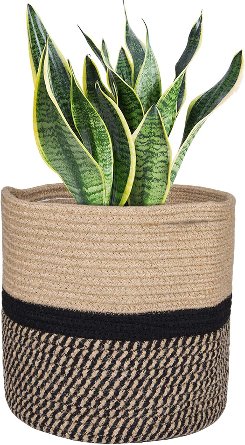 Yarlung 11 Inch Jute Rope Plant Basket with Handles