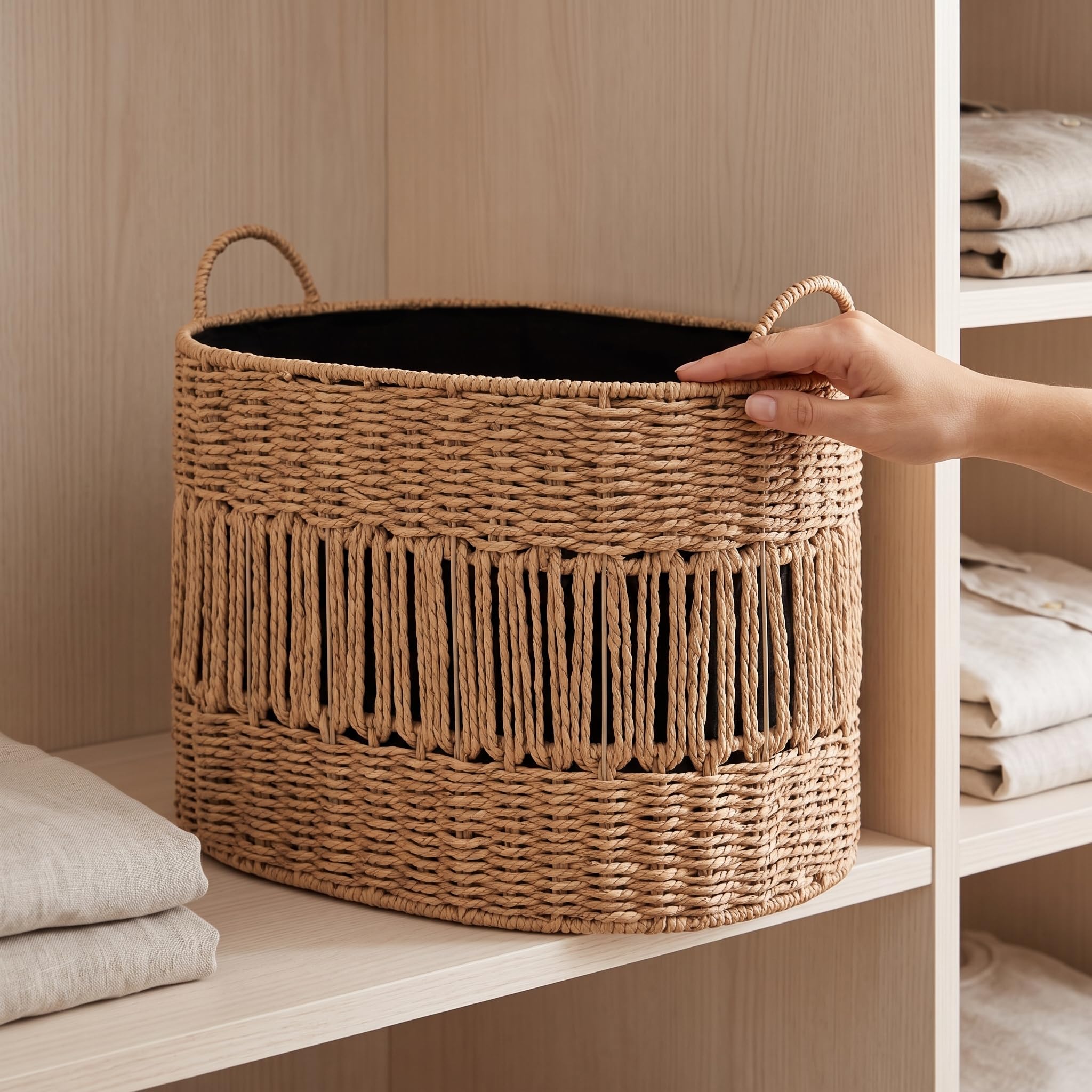 Contenedores Organizadores de Seagrass Tejidos a Mano para Almacenamiento en el Hogar, para la sala - para el baño, Cesta de almacenamiento de estilo japonés, tejida a mano, pequeña