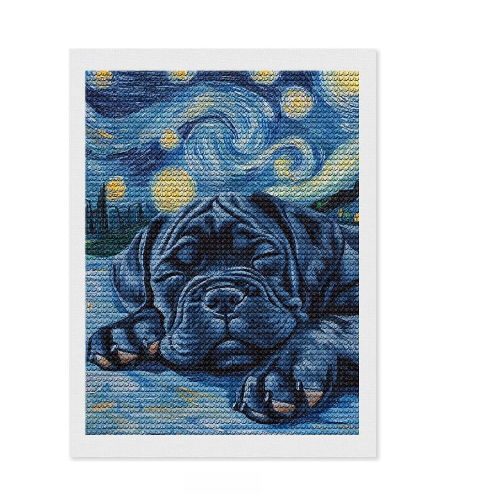 Junmoney Cane Corso Puppy Sleeping Diamond Painting Kit 12"x16", Aesthetic Room Decor, Christmas Gift, Farmhouse Decor, Holiday Gift Idea