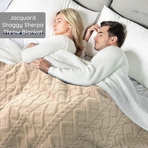 Miniatura 4 de Manta de forro polar sherpa, diseño elegante 3D, reversible de doble cara, supersuave, esponjosa, cálida, acogedora, afelpada, mullida para el sofá,