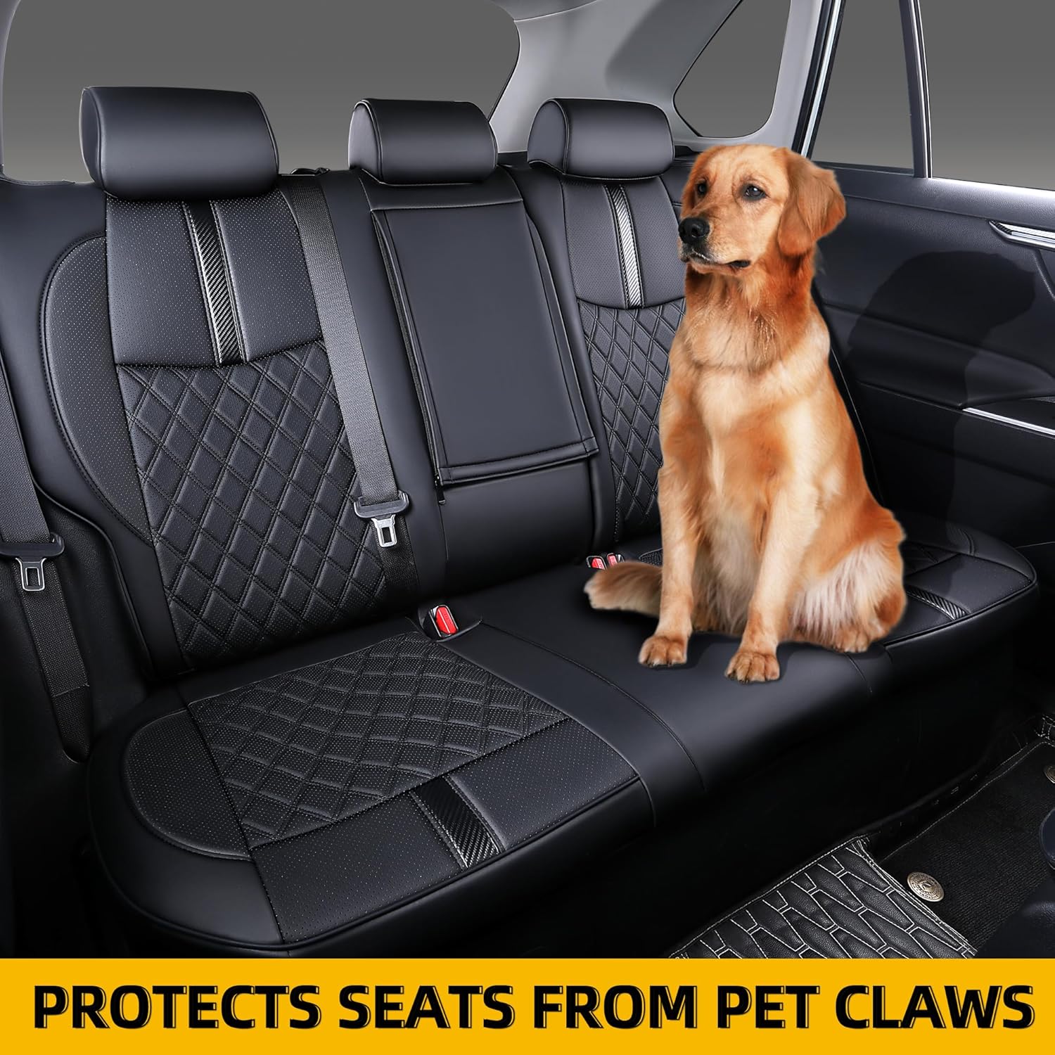 Custom Fit Rav4 Seat Covers for 2019-2025 Toyota RAV4 LE XLE Premium Limited, Waterproof Faux Leather Full Coverage Car Seat Protectors Full Set Accessories (Black)