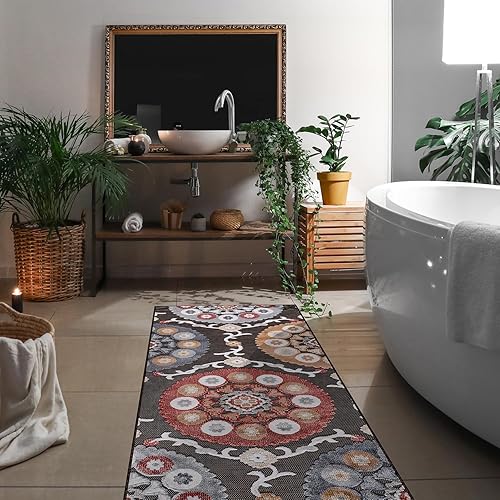 Miniatura 446 de CAMILSON Indoor Outdoor Rug 5x7 Bohemian Medallion Floral Area Rugs for Indoor and Outdoor Patios Easy-Cleaning Non-Shedding Living Room Garden and