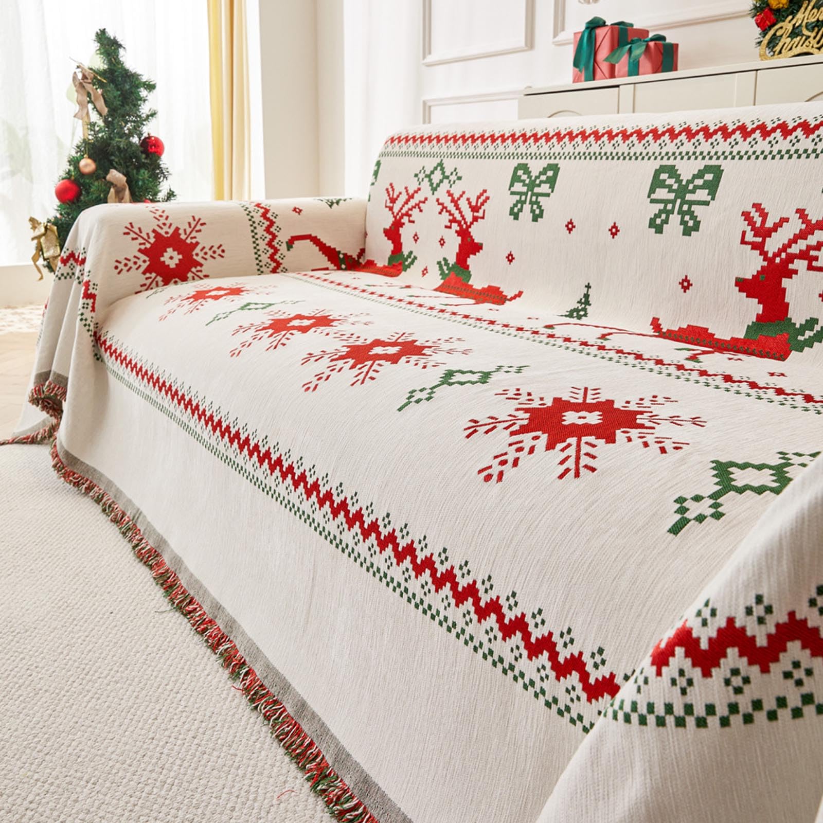 Housse de canapé de noël en chenille pour sublimer votre salon