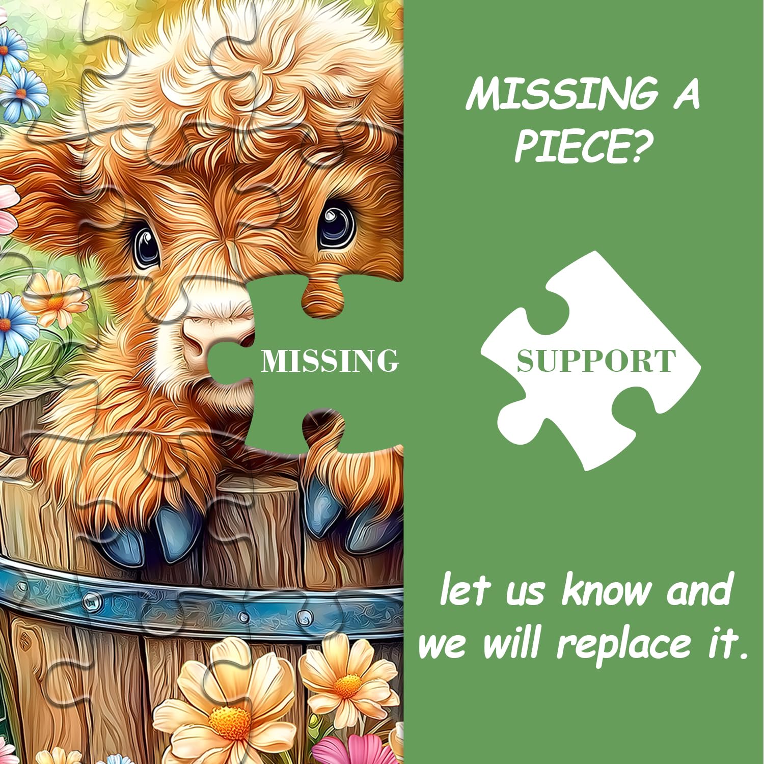PICKFORU Highland Cow Puzzles for Adults 1000 Pieces, Cute Cow Animal Flower Puzzles for Adults 1000 Pieces, Colorful Floral Garden Jigsaw Puzzles, Nature Plant Scenery Puzzles for Adults - Image 8