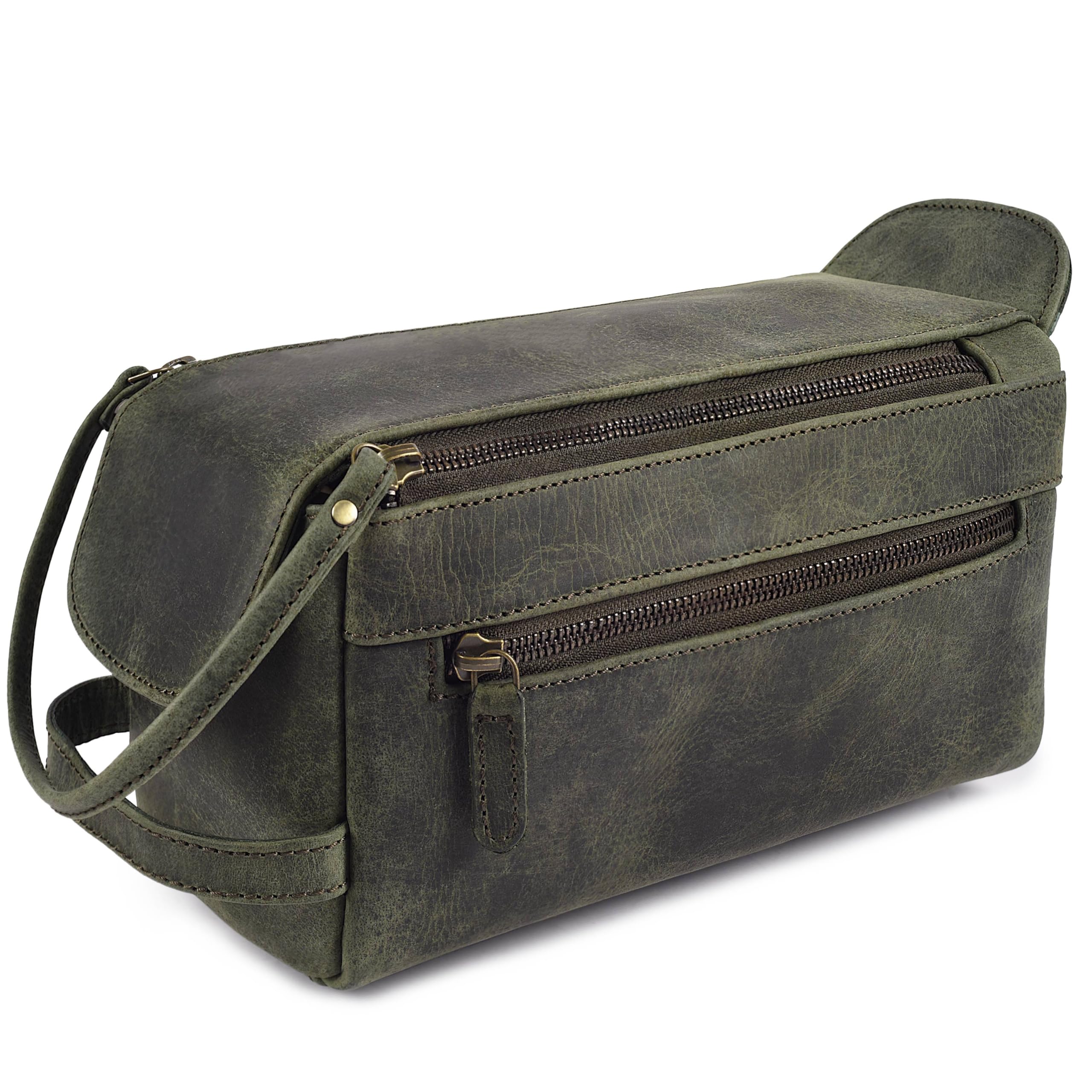 LEATHER VILLAGE Genuine Leather Travel Toiletry Bag