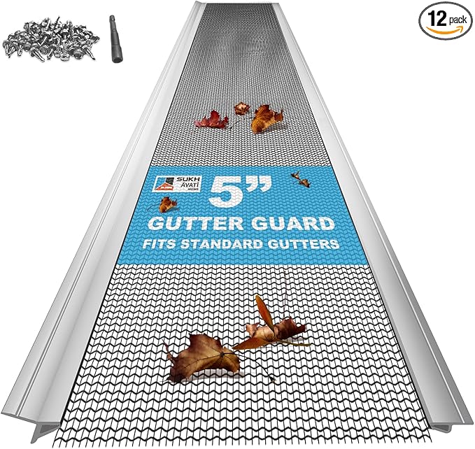 Gutter Guard Kit - 48FT (12 Pieces), Stainless Steel Mesh Gutter Guard