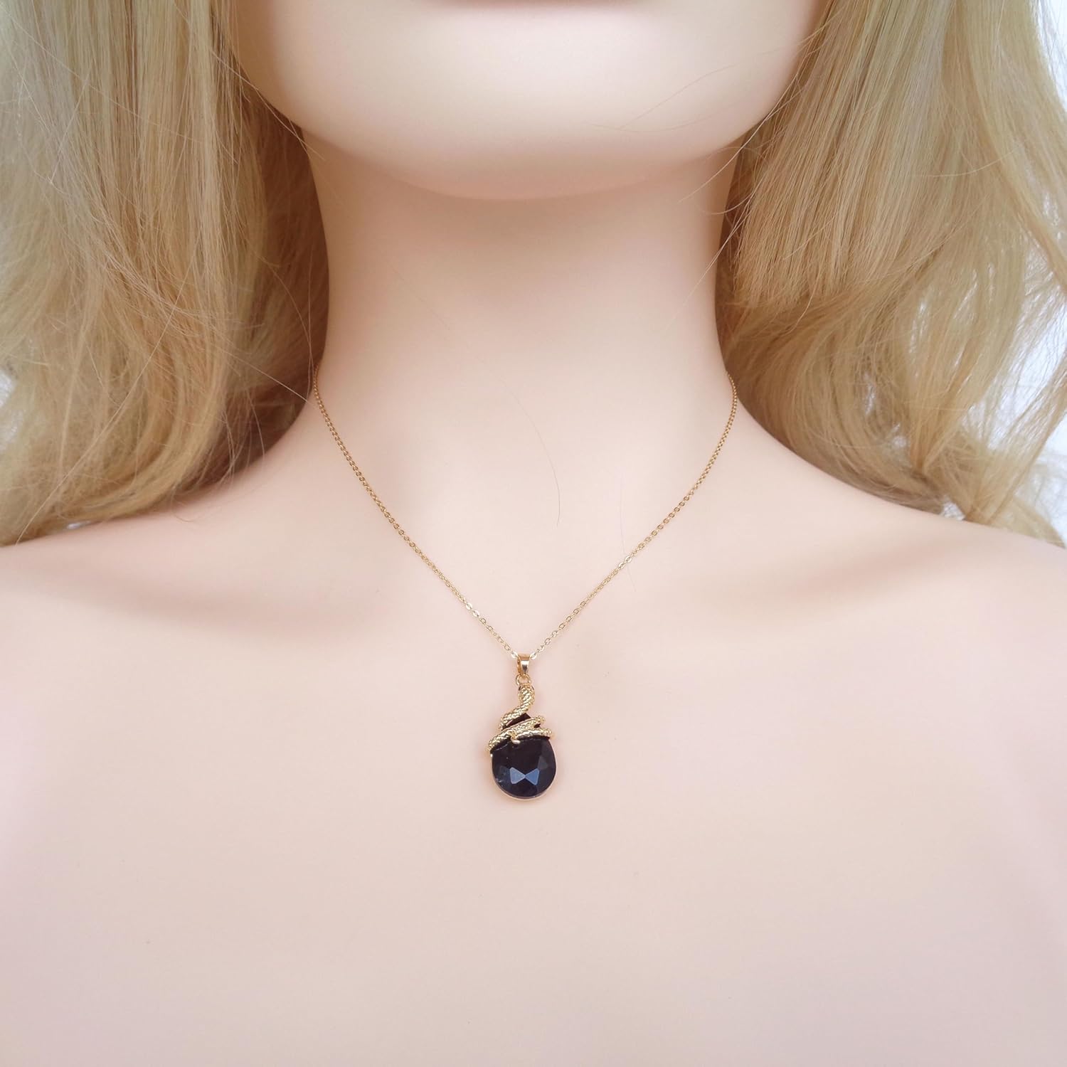 Navachi 18k Gold Plated Water Drop Crystal Multicolor Zircon Snake Pendant Necklace 16"+2" - Image 6