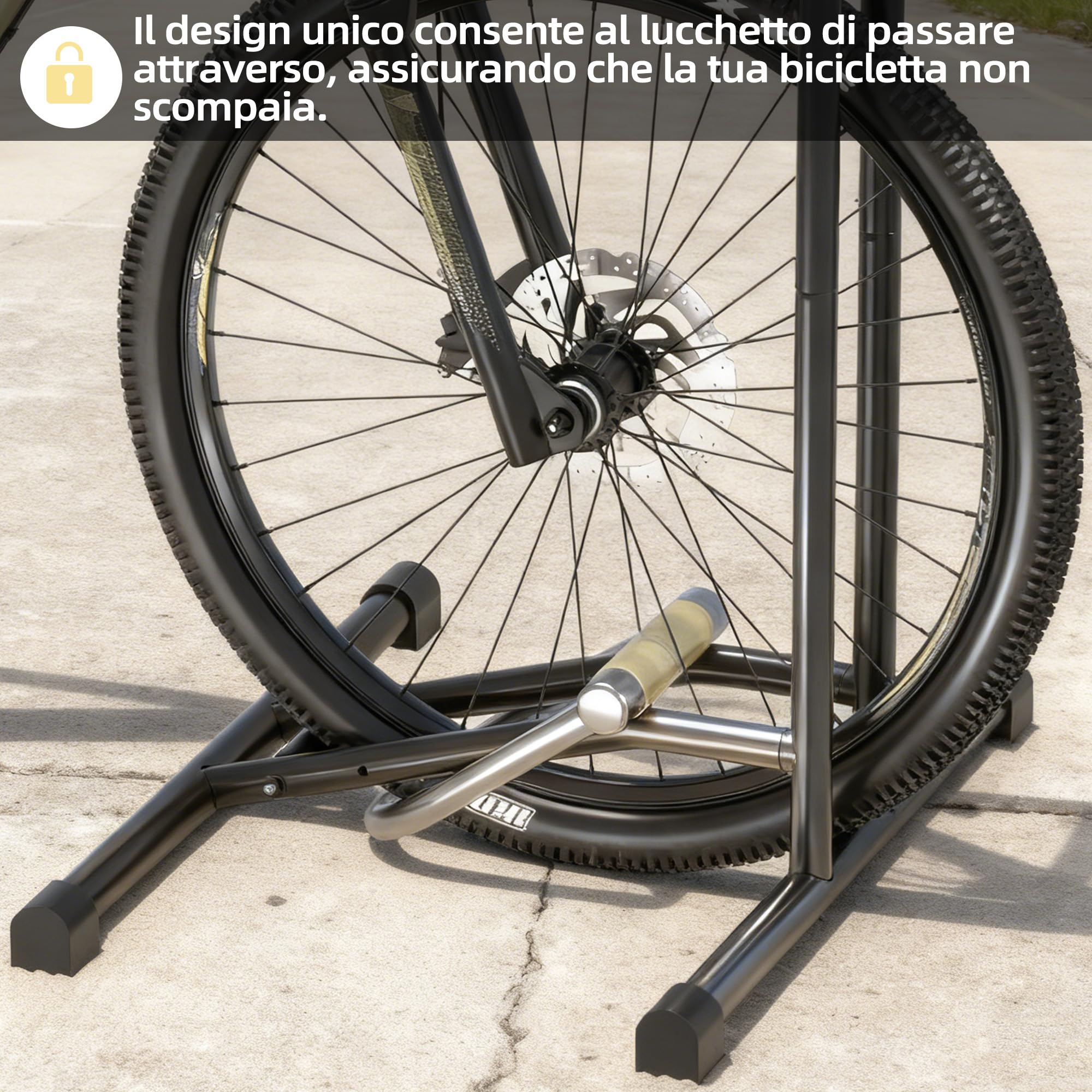 Urban Deco Portabici da Terra, Portabici Rimovibile Porta Bici da Terra, cavalletto Bici rastrelliera Biciclette per Mountain Bike Bici da Corsa MTB, Nero