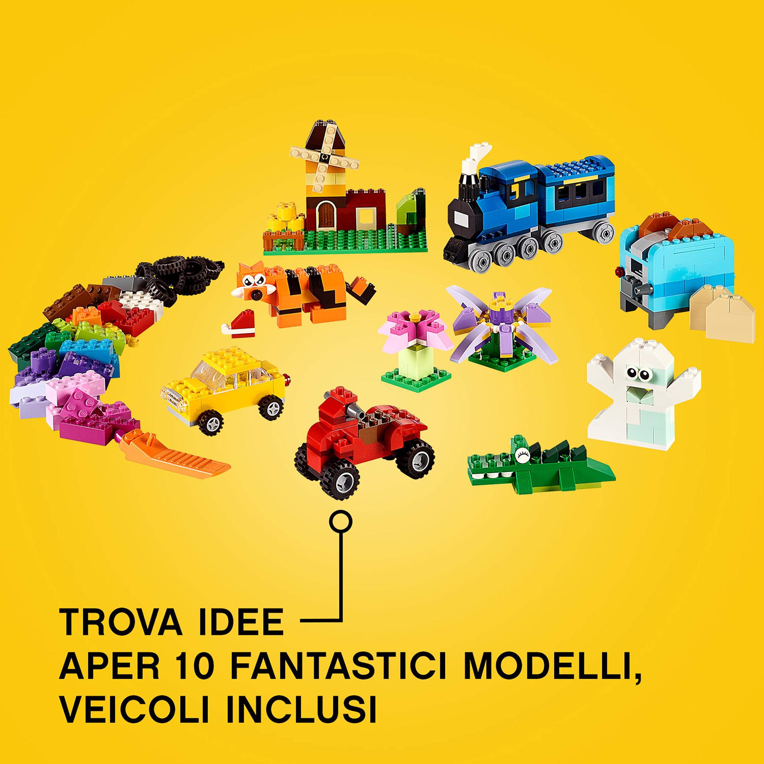 LEGO Classic Scatola Mattoncini Creativi Media, Set per Costruire Fiori, Macchina, Treno, Aereo e Animali Giocattolo per Bambini e Bambine da 4 Anni in su, Contenitore Idee Creative, Idea Regalo 10696