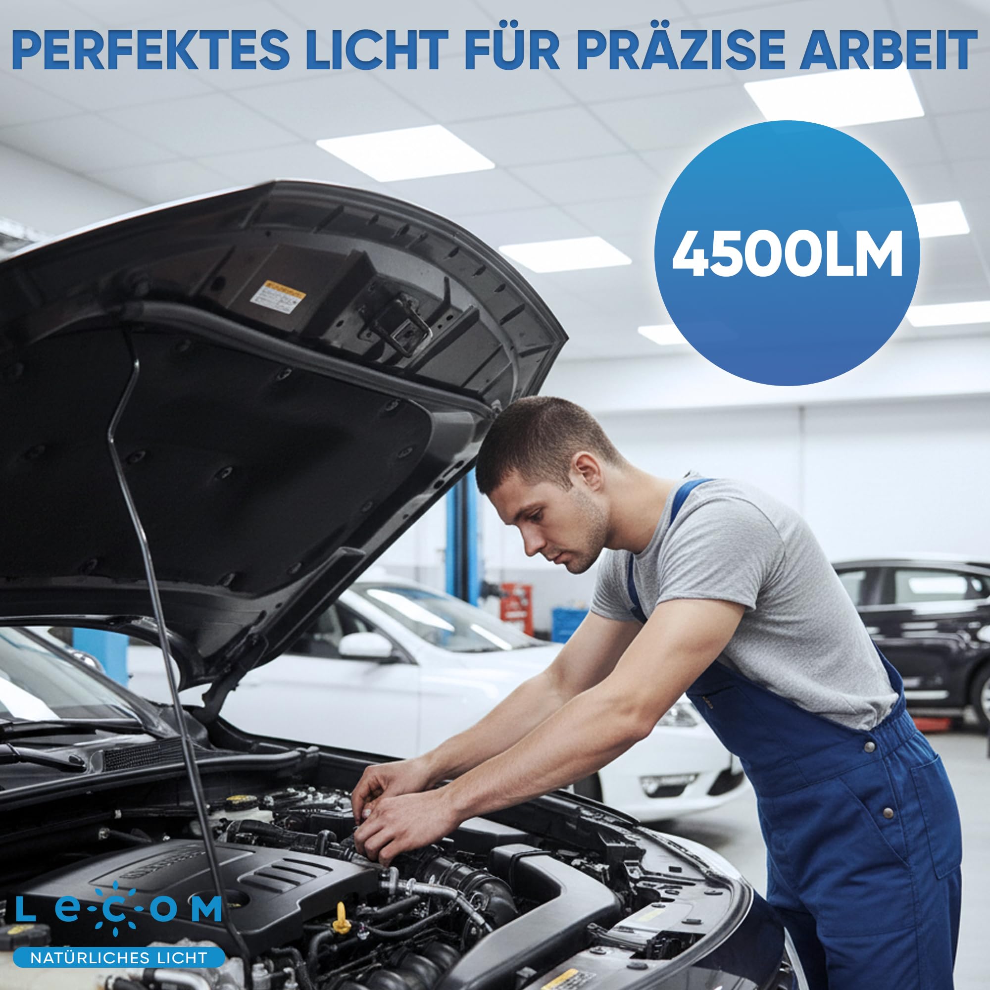 LECOM LED Panel 62x62 Neutralweiß 24W 4500lm Rasterdecke Büroleuchte Flach | Für professionelle Arbeitsbereiche. Energieeffiziente Alternative zu klassischen Rasterleuchten in Büro, Klassenraum, Praxis.