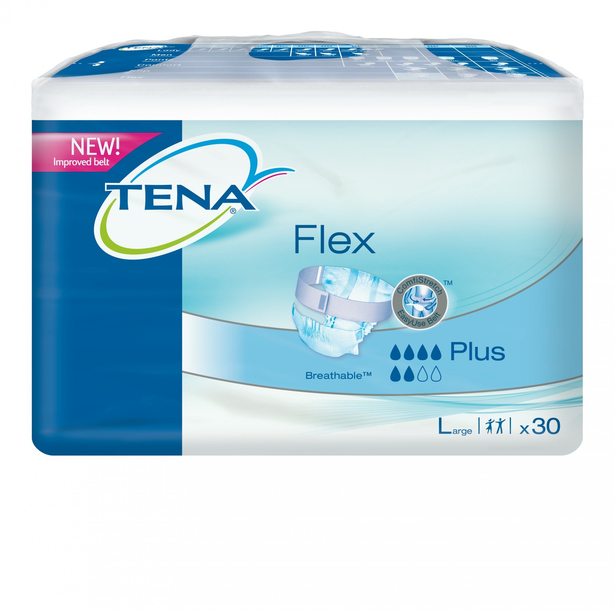 TENA FLEX Plus large 83-120cm blau, 3X30 St