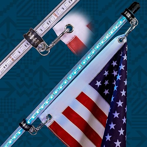 Miniatura 3 de True Mods - 2 piezas de látigo LED RGB de 5 pies para UTV ATV control remoto inalámbrico RF bandera de Estados Unidos, impermeable, látigo LED