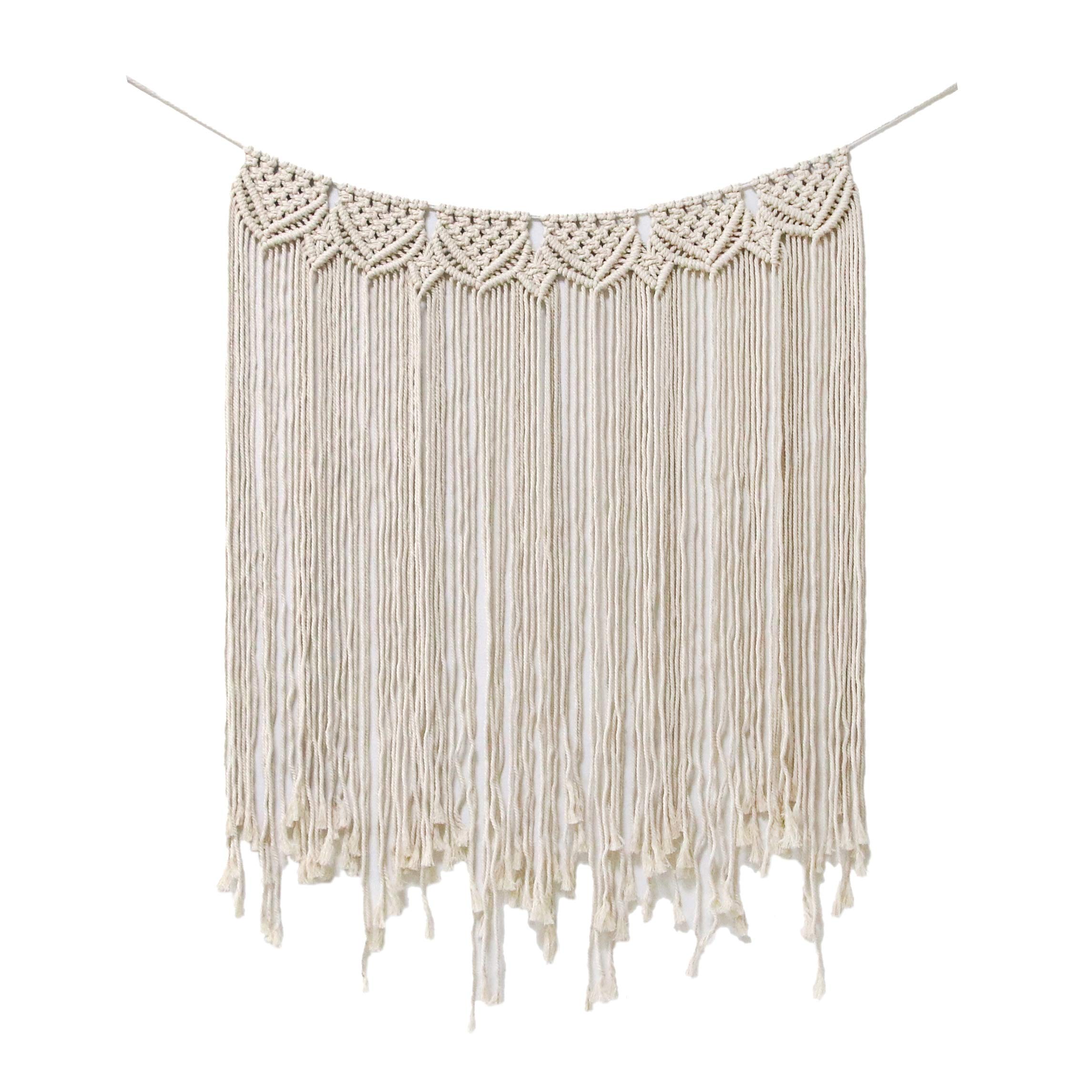 Macrame Wall Hanging Large, Boho Macrame Tapestry, Woven Wall Decor Curtain Fringe Garland Banner Home Christmas Decoration for Apartment Bedroom Living Room Gallery Baby Nursery 33.5" W x 39" L