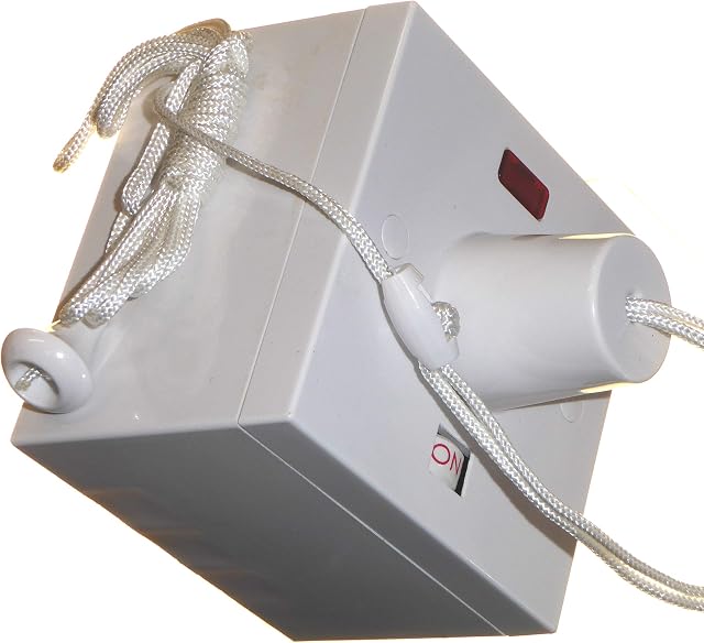 50A Shower Switch Ceiling Pull Cord Supplied with 47mm Surface Pattress Box 50 Amp