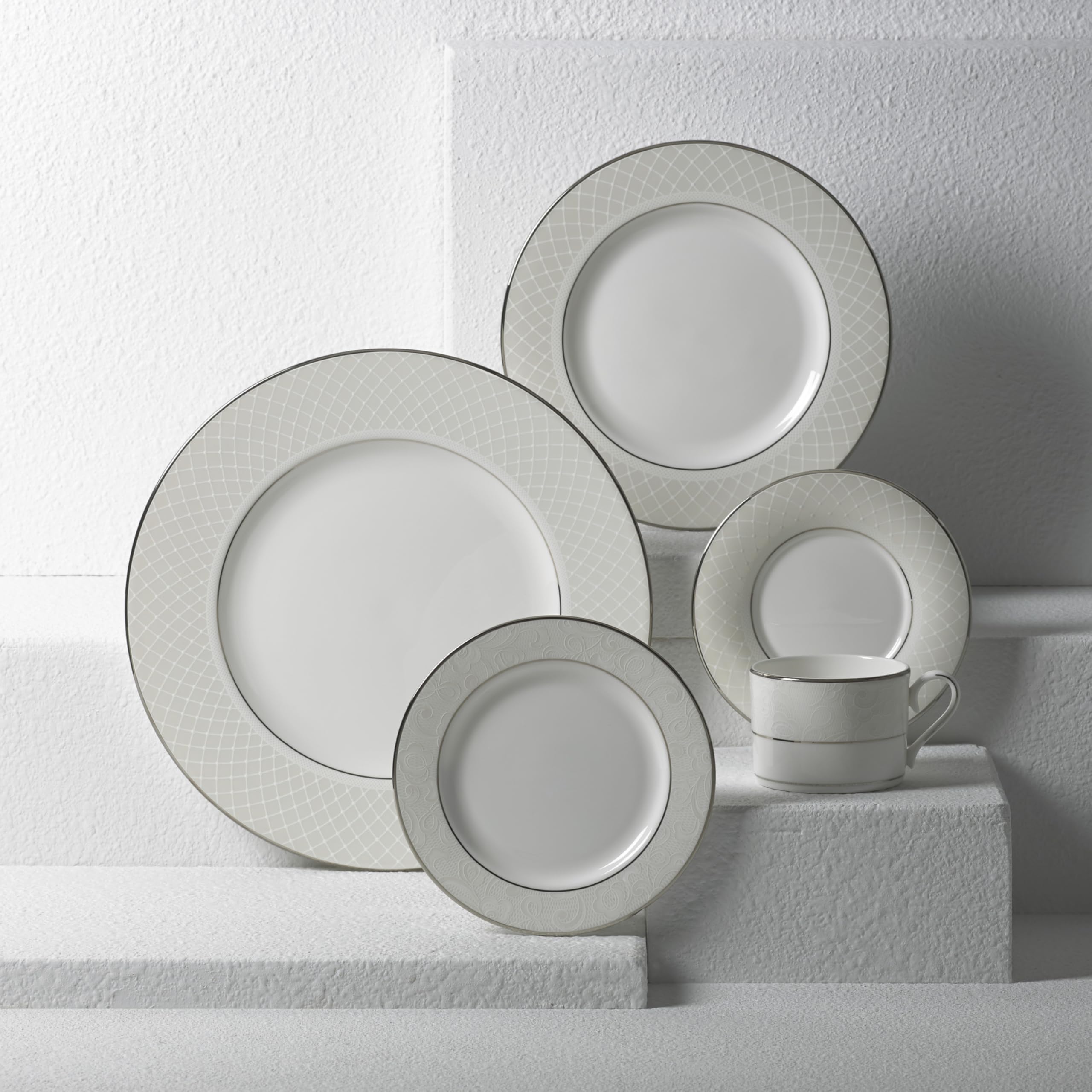 Lenox 762014 wenecka koronka 5-częściowa zastawa stołowa, porcelana kostna, biała