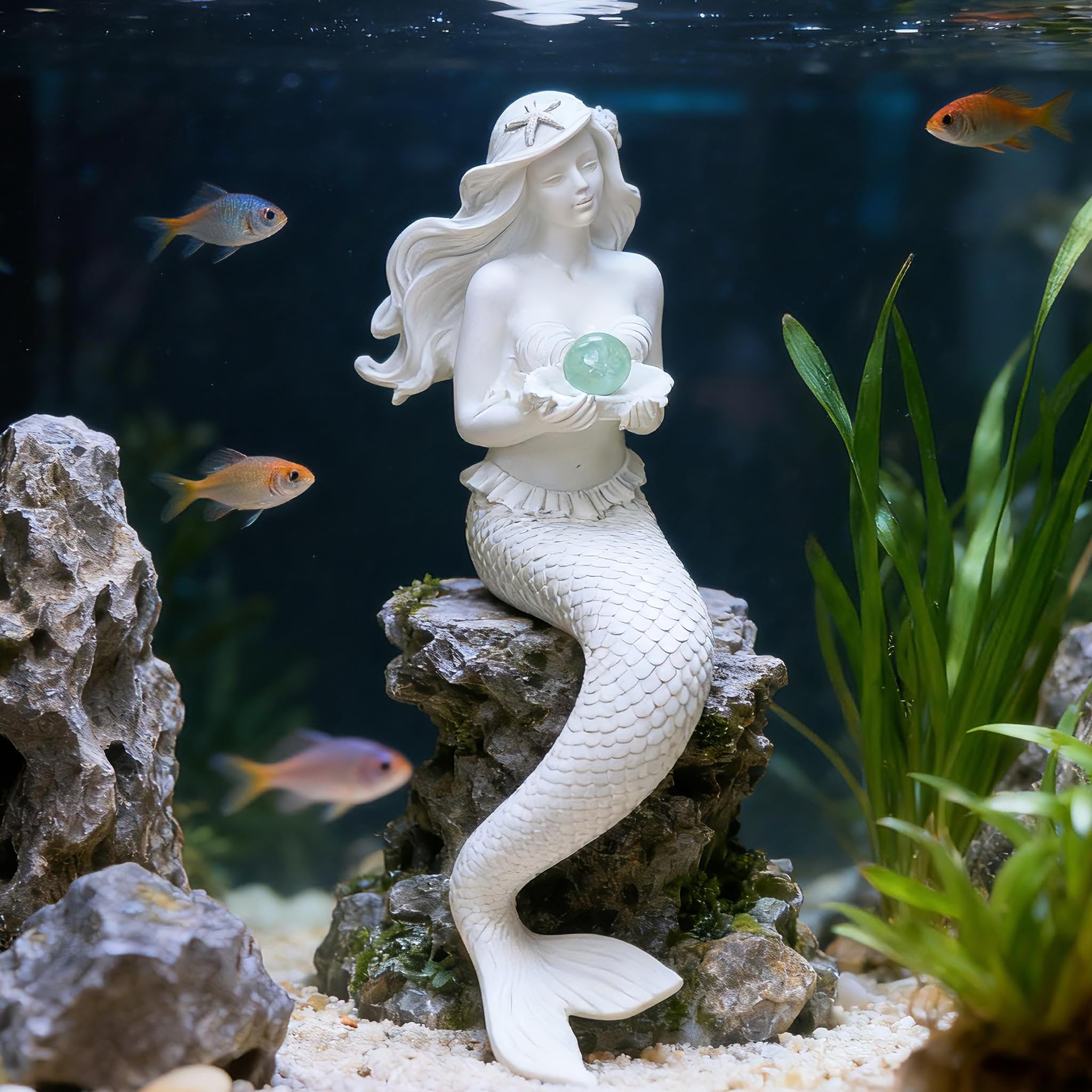 Teaeeno Einzigartige Meerjungfrauen-Aquarium-Dekoration, Meerjungfrau-Statue, Aquarium-Dekoration