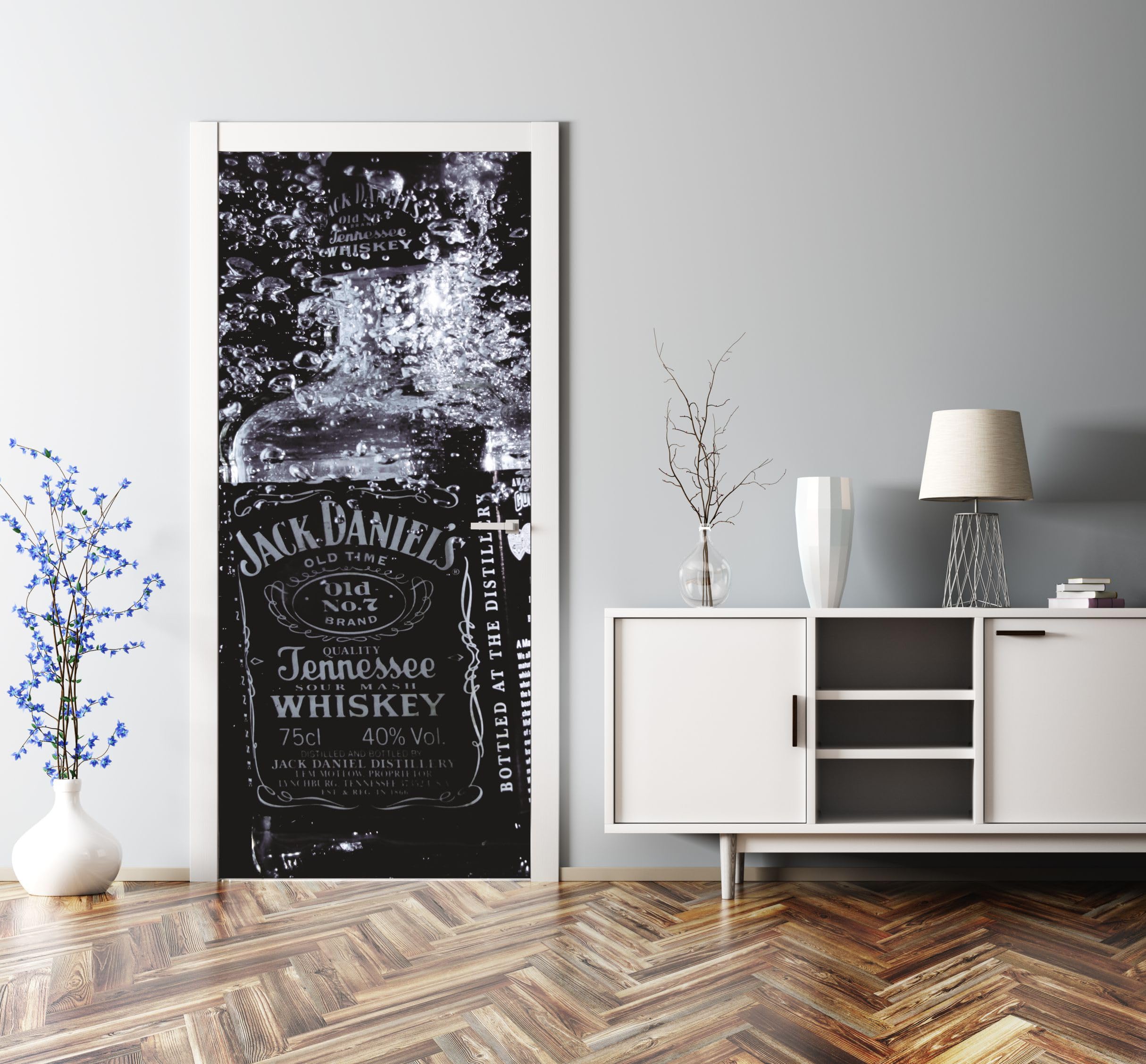Türwandbild - Selbstklebende Türaufkleber - Wandbilder Aufkleber - Fantasi, Kunst, Leinwand Tapete - Türaufkleber - für Türen, Möbel, Schränke, Spiegel - 88x200cm - Jack Daniels