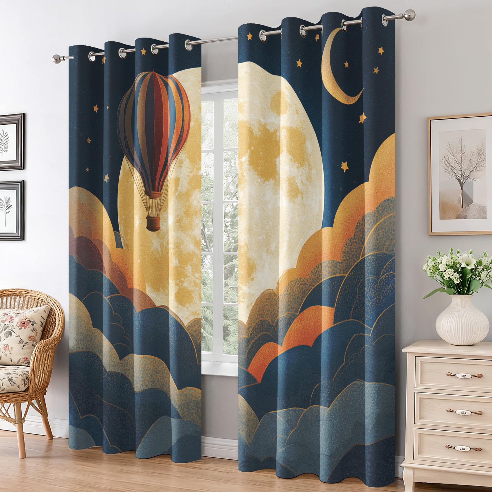 Générique Rideau Ciel Étoilé Enfants, 140 x 200 cm (LxH), 2 Pièces