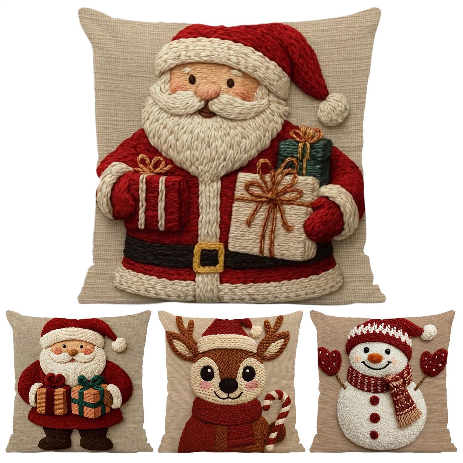 Coussin de Noël housse en lin pour décorer le canapé du salon en hiver