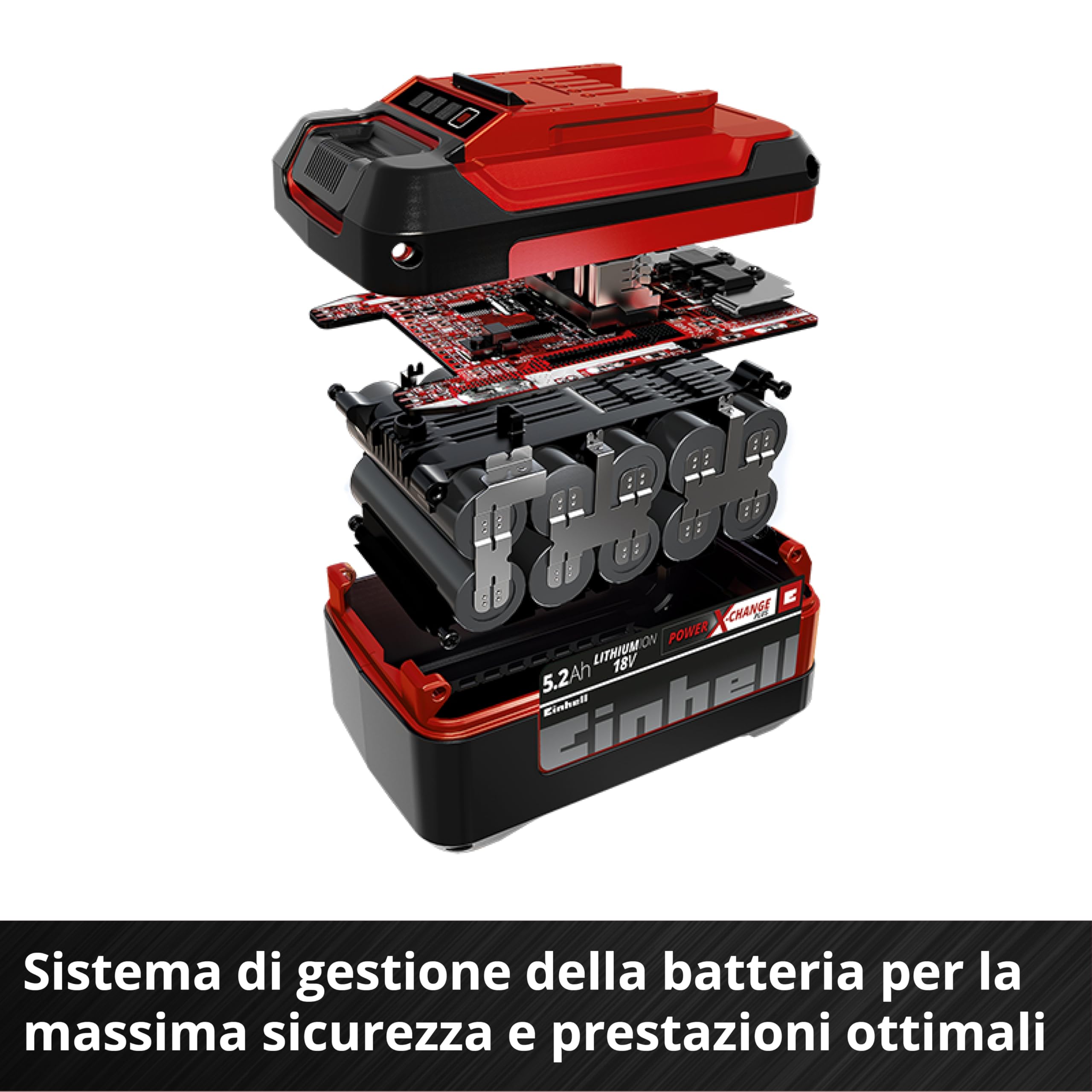 Originale Einhell 18V batteria 5,2Ah Power X-Change Plus (18 V, 5.2 Ah, 1260 W, senza caricabatteria)