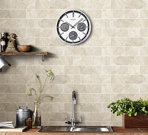 Miniatura 5 de SEIKO Shelby - Reloj de pared sin tictac, plateado, 13 pulgadas