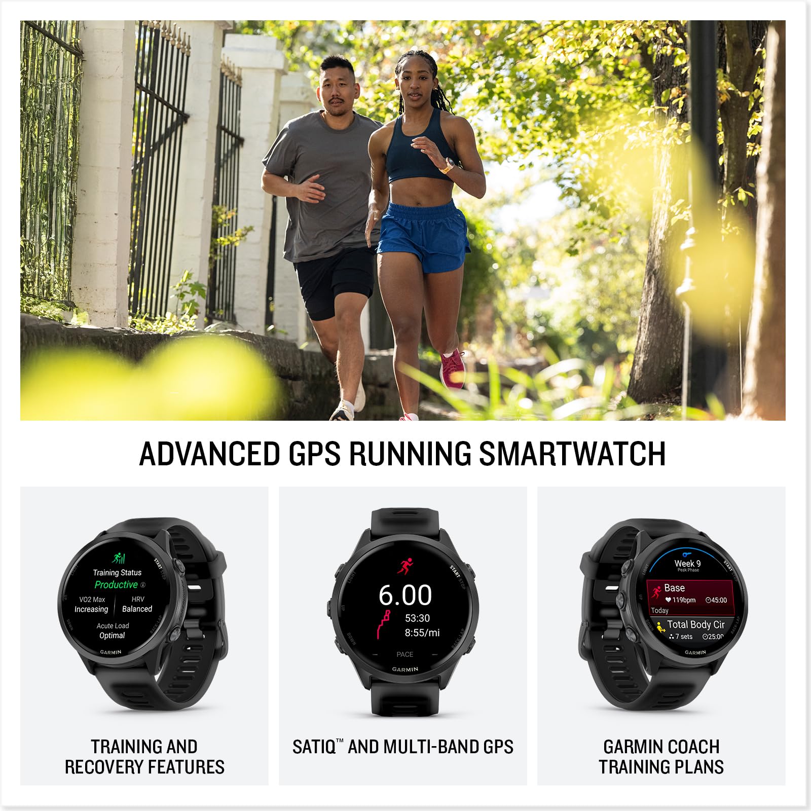 Garmin® Forerunner® 570, 47mm, Advanced GPS Running and Triathlon Smartwatch, AMOLED Display, Training and Recovery Features, Slate Gray Aluminum with Translucent Black/Black Band