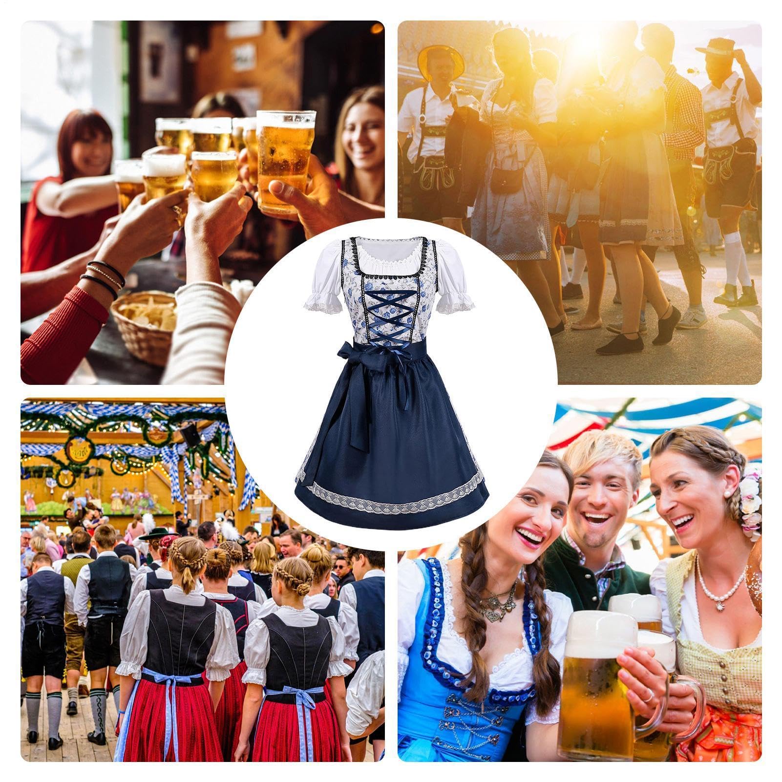 Costume Oktoberfest Per Bambine Abbigliamento Cosplay Traspirante Classico | Vestito Dirndl Tedesco Da Birra Halloween Per Spettacoli Teatrali Feste Cosplay Eventi Figlie Alunni E Compagni D