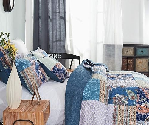 Miniatura 2 de Tache Home Colcha de cachemir floral bohemio rústico de algodón colcha de retazos