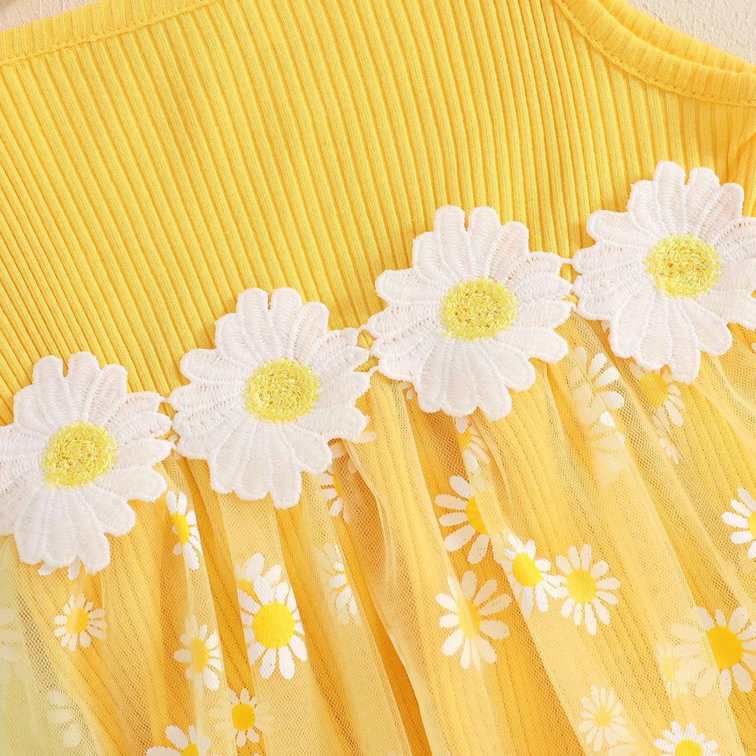 Baby Girl Clothes Daisy Ribbed Bodysuit Sleeveless Romper Dress Summer Outfit for Girls Newborn 3 6 9 12 18 Months - Image 5