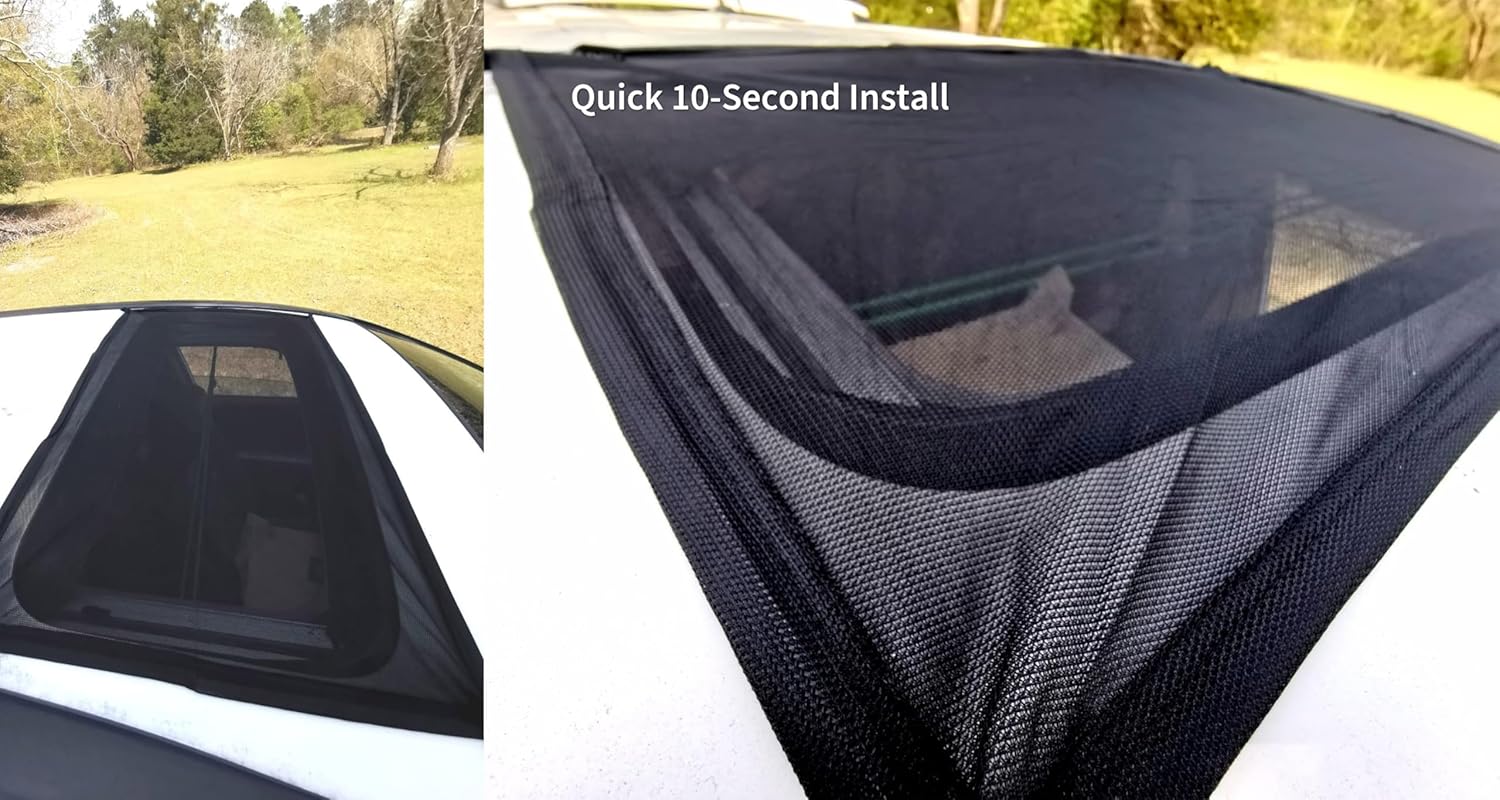Magnetic Sunroof Sunshade Mesh Screen for Car Camping Essentials,UV Protection Screen for Moonroof & Side Windows,Quick Install,Breathable Roof Cover Fits SUV, Truck Van Sleeping Overnight
