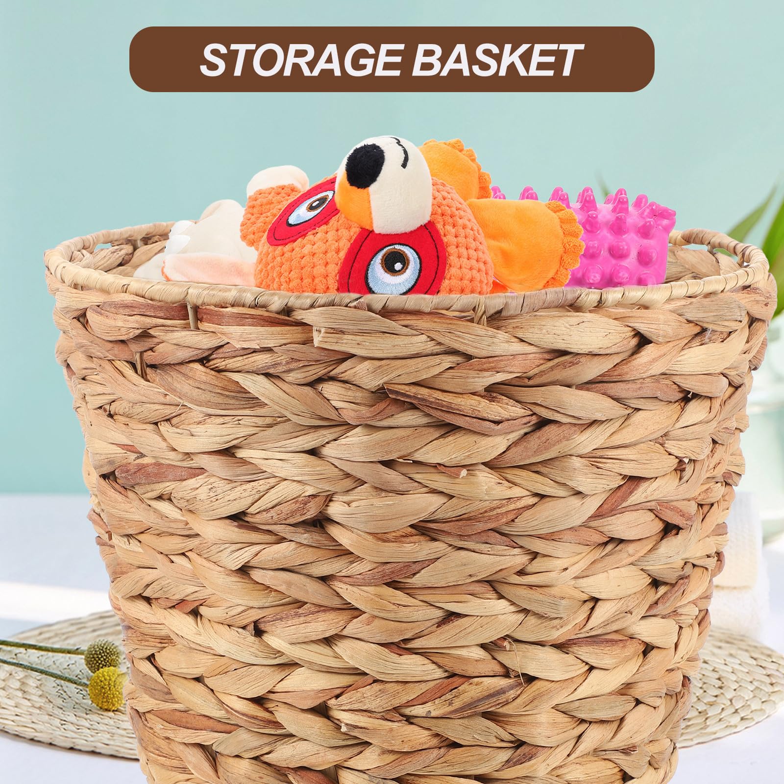 TOYANDONA Cesto Intrecciato in Stile Pastorale per Desktop e Camera Contenitore Multiuso per Spazzatura e Oggetti Lavabile e Pratico per Soggiorno Bagno e Ufficio