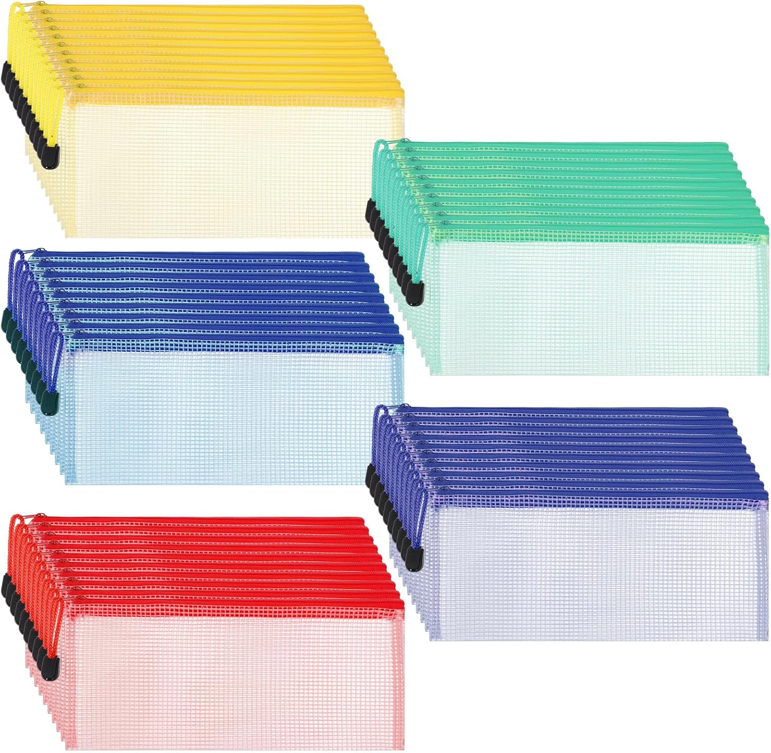 120 Pcs Pencil Pouches Mesh Zipper Pouch Bulk, 9.5'' x 4.5'' A6 Small Clear Holder Storage Case Waterproof File Bag Pencil Case for Office Travel Supplies Organization