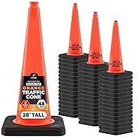 Vista 53 de Xpose Safety Cono de tráfico verde lima de 28 pulgadas, paquete de 4, cono de seguridad de PVC de alta calidad para estacionamiento, precaución