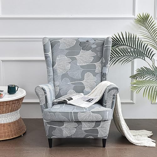 Miniatura 2 de Eco-Ancheng Funda para silla Wingback, 2 piezas, respaldo de ala, fundas de elastano para sillón con respaldo de ala, fundas para sillón con parte