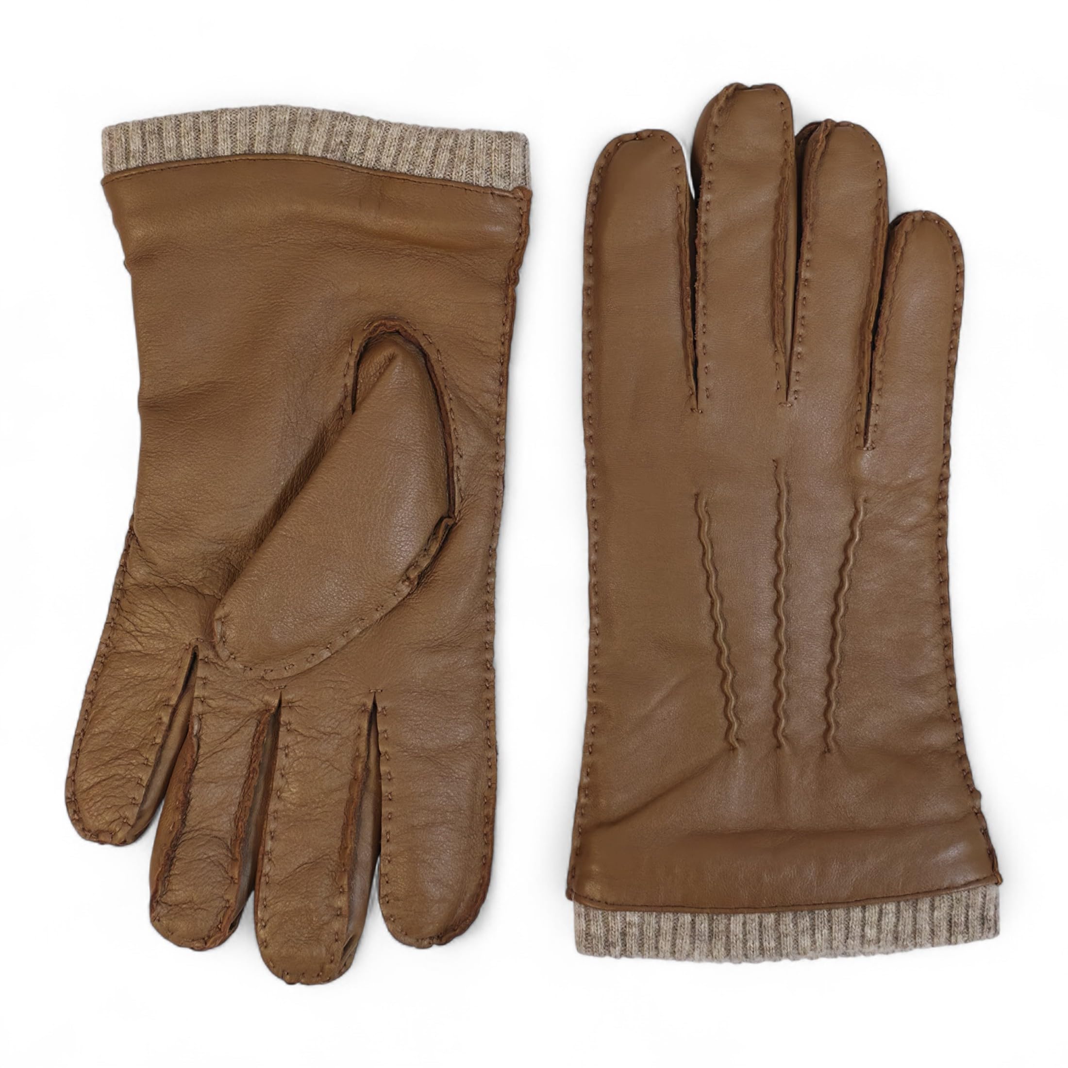 Infinity Leather Men's Tan ’S Italian Leather Winter Gloves – Warm Wool Lining, Touchscreen Compatible, Water-Resistant Driving & Riding Gloves
