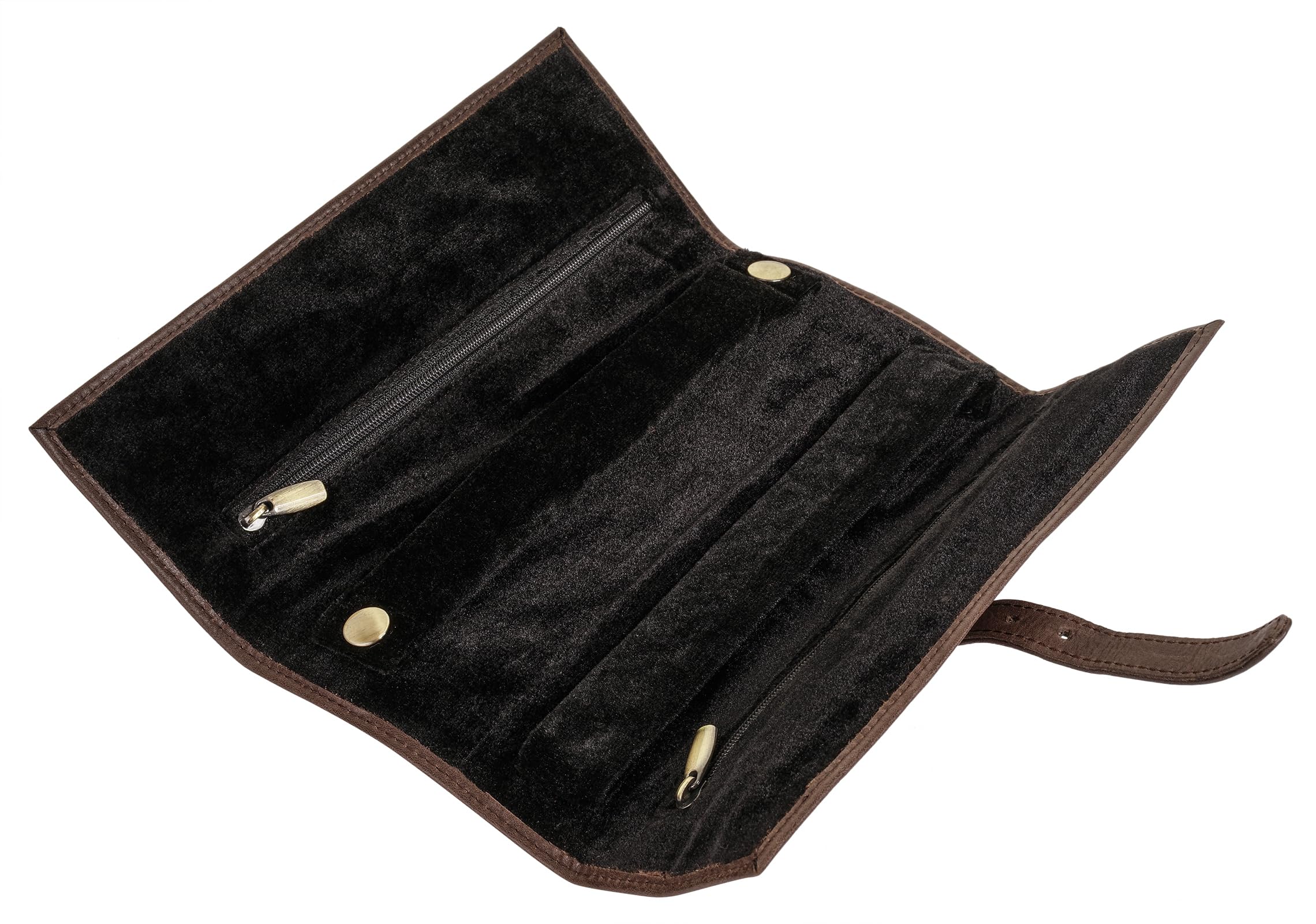 bruno banani Schmuckrolle Echt Leder Damen 021908 Elegante Leder-Aufbewahrung mit 2 Reißverschlussfächern und abnehmbaren Einsätzen