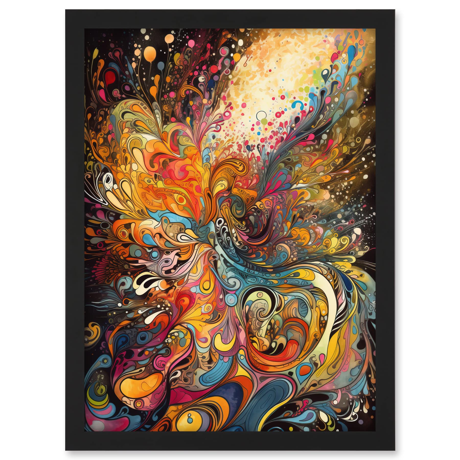 Artery8 Vibrant Colour Sound Waves Music Artwork Artwork Framed A3 Wall Art Print