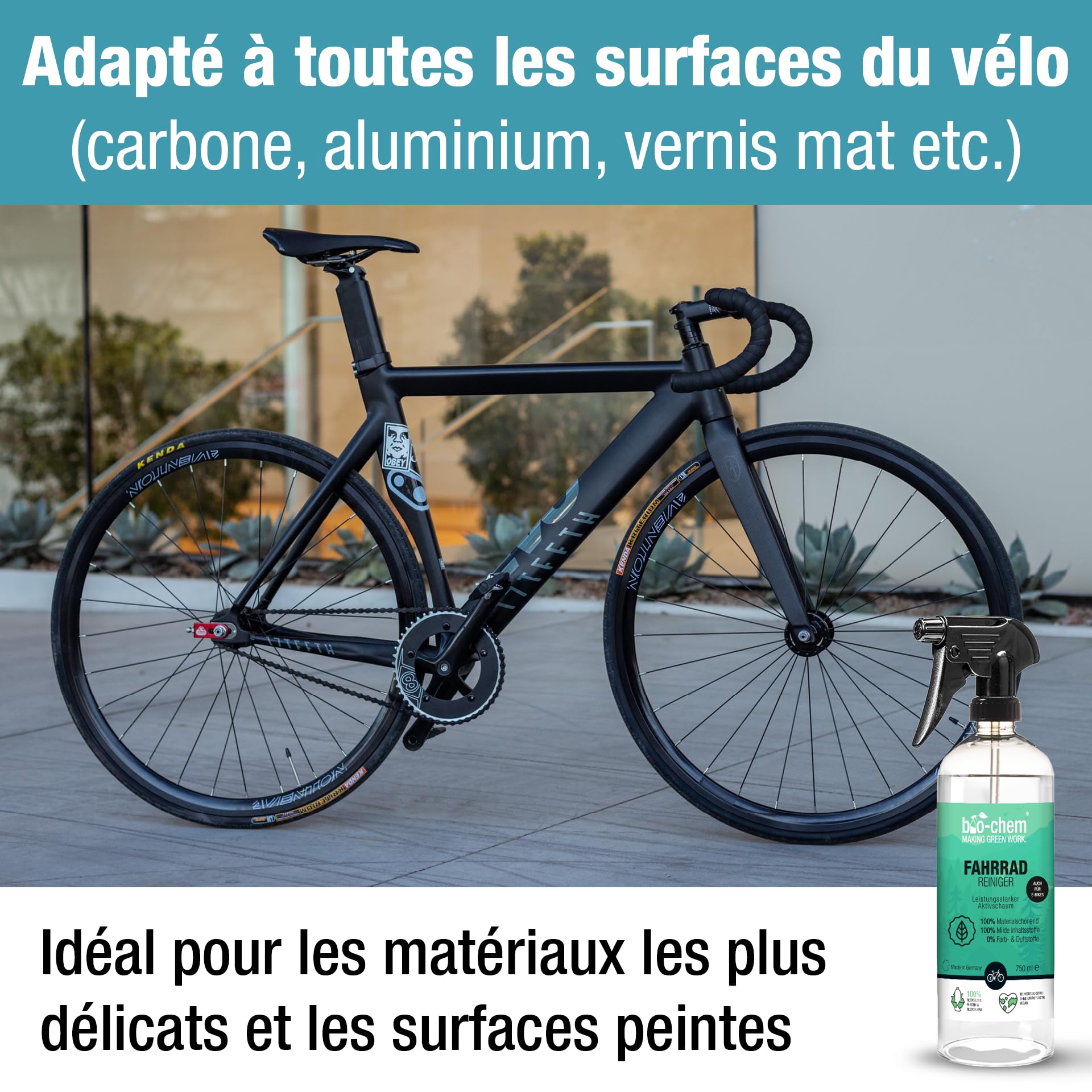 Kit Entretien Vélo Bio-Chem 4 Produits | Nettoyant, Dégraissant, Huile Lubrifiante Et Chiffon - Pour VTT, Vélo De Course