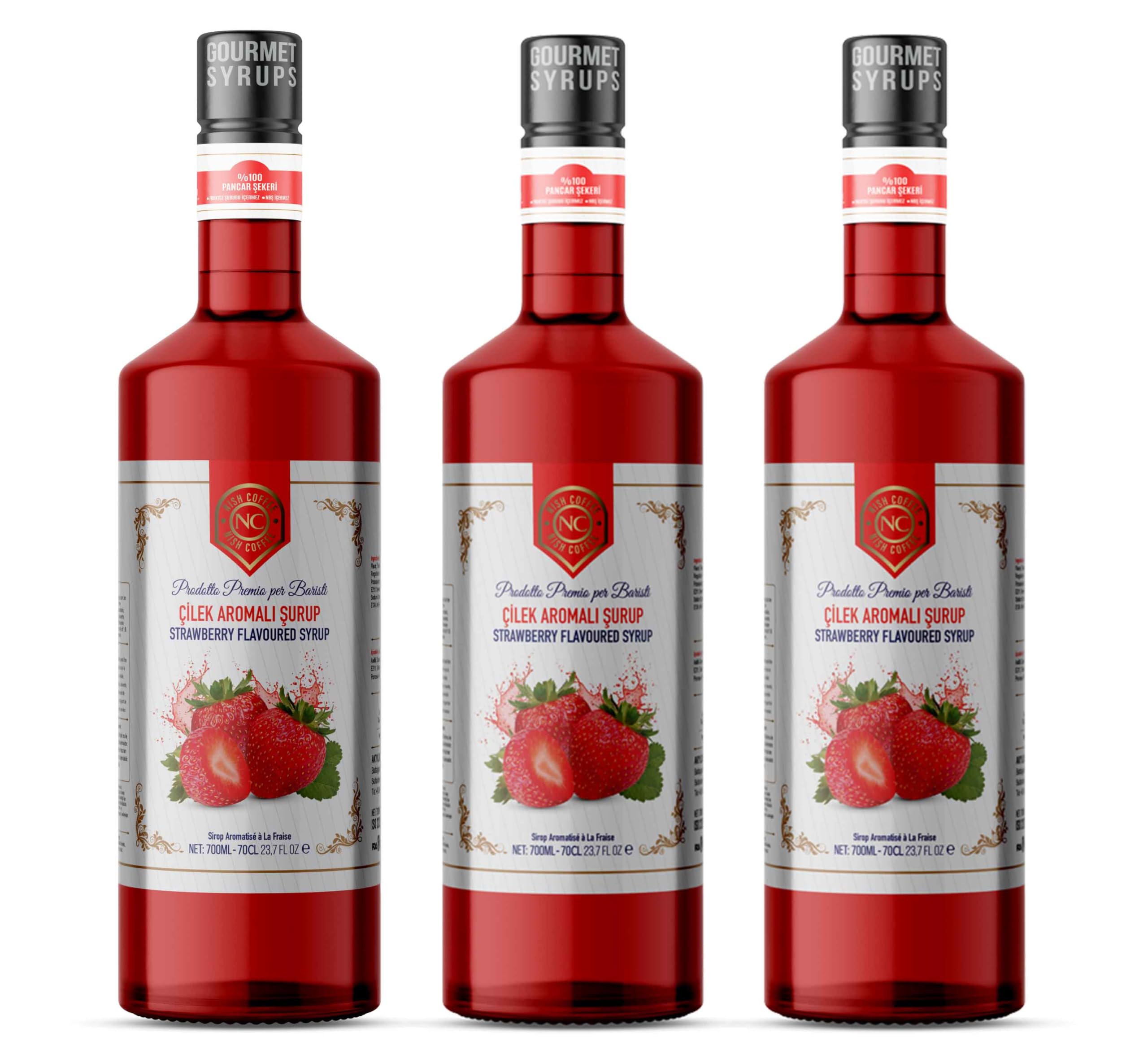Nish Çilek Aromalı Şurup 3 x 700 ml