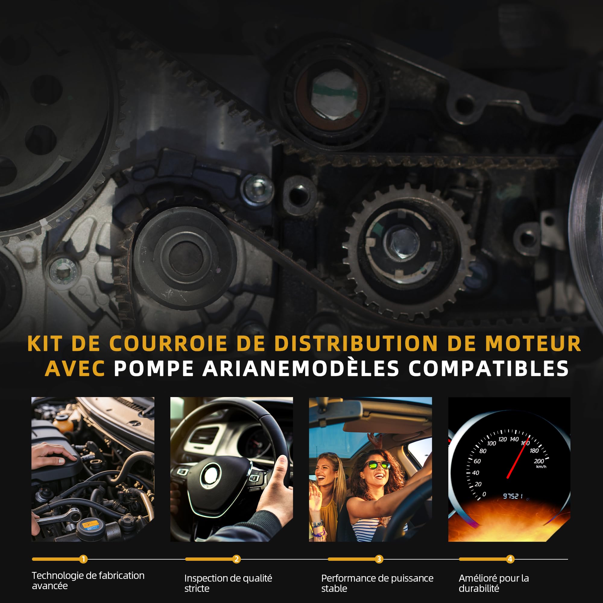 VKMC 06136 Pompe à eau et kit de courroie de distribution - Convient pour Dacia Duster, pour Mercedes-Benz A B Klasse CLA pour Renault Grand Scénic Megane 3# KP15675XS, WPK-191502