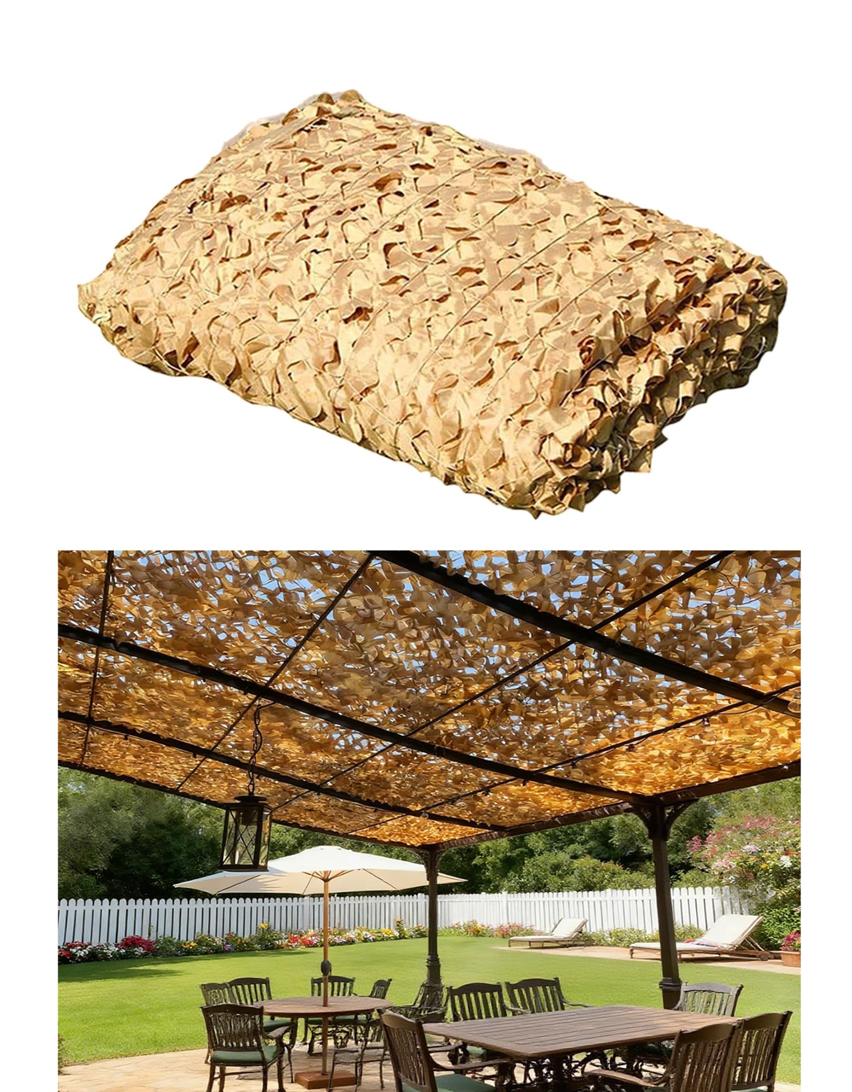 Filet ombrage 5x6m (16.4x19.68 in) Protection Polyvalente Ombrage pour Jardin,Clôture,Balcon,Tonnelle.pour Camping,Résistant au Soleil et à l'eau(Sable)