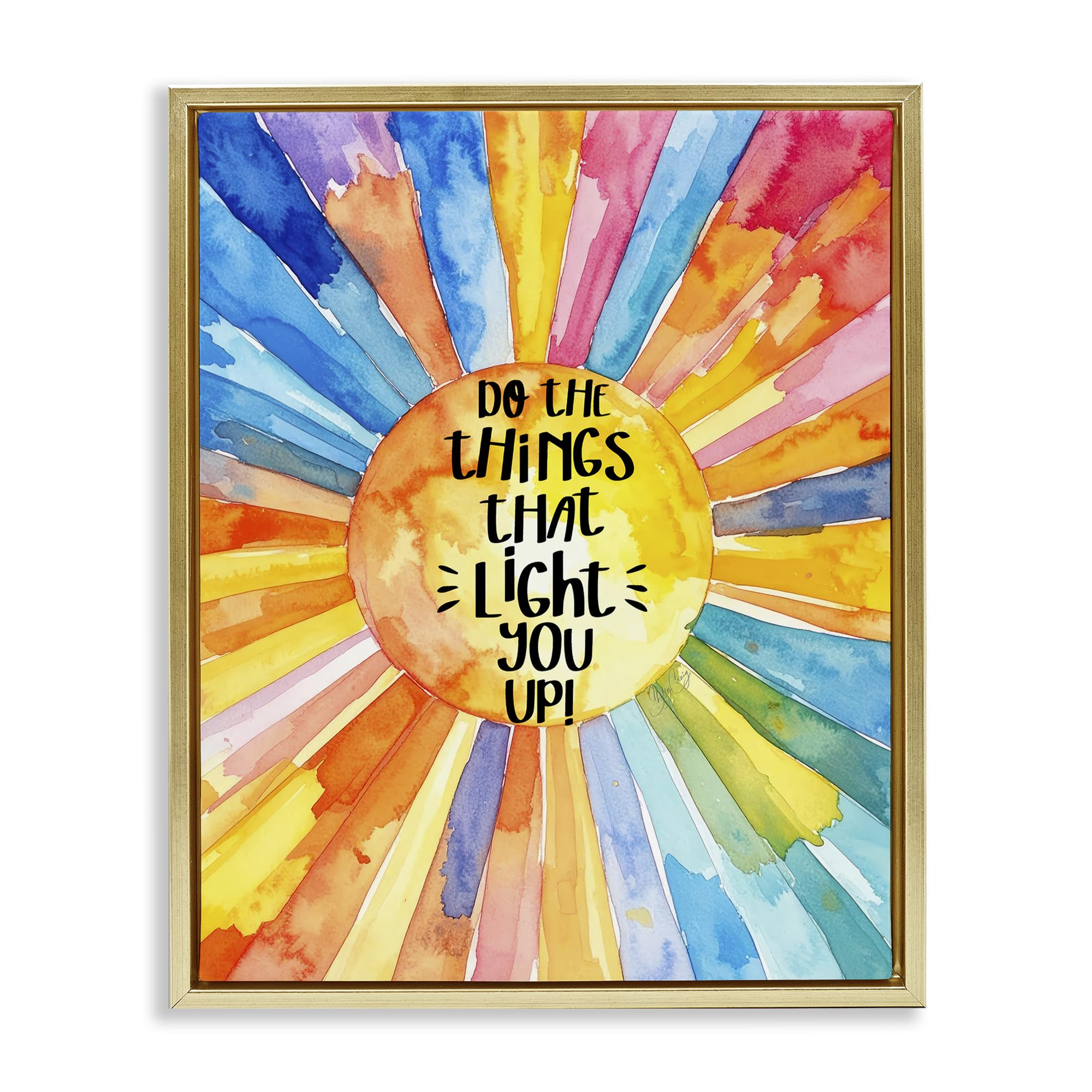 Stupell Industries Metallic Gold (Matte) 'Things That Light You Up', Floating Frame Canvas Art, Gold, 25 X 31 Inches, Easy To Hang And Sturdy, Made In Usa, By Shelly Craig