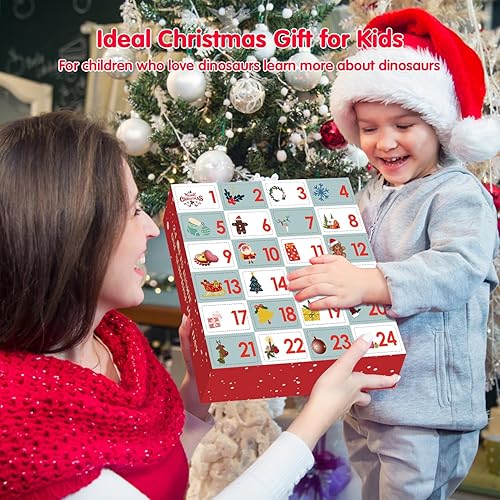 Miniatura 7 de Calendario de Adviento de Dinosaurios de Navidad 2025 para Niños, Calendario de Adviento de 24 Días para Navidad, Conjunto de Juguetes Sorpresa de
