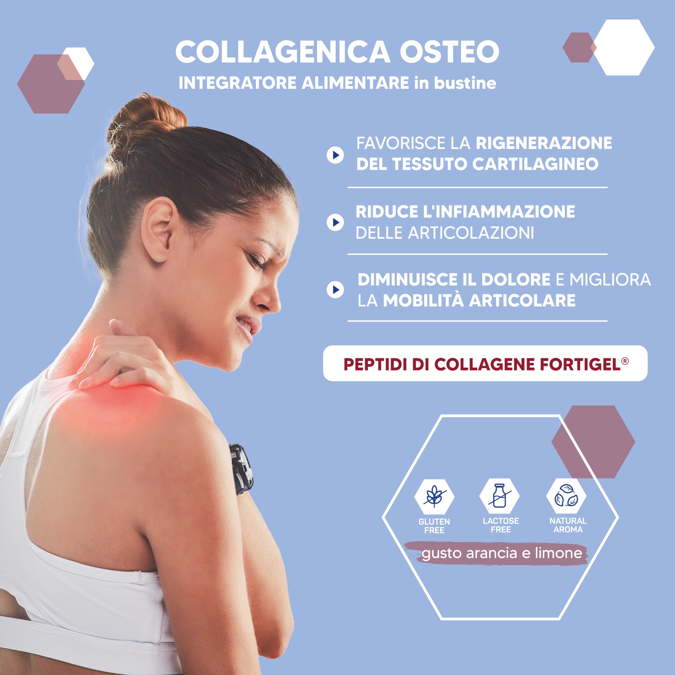 Collagenica Osteo – Supporta Articolazioni, Cartilagini e Ossa - Collagene Idrolizzato Fortigel®, Glucosamina, Condroitina, Artiglio del Diavolo – Infiammazione articolazioni e ossa. 30 Bustine