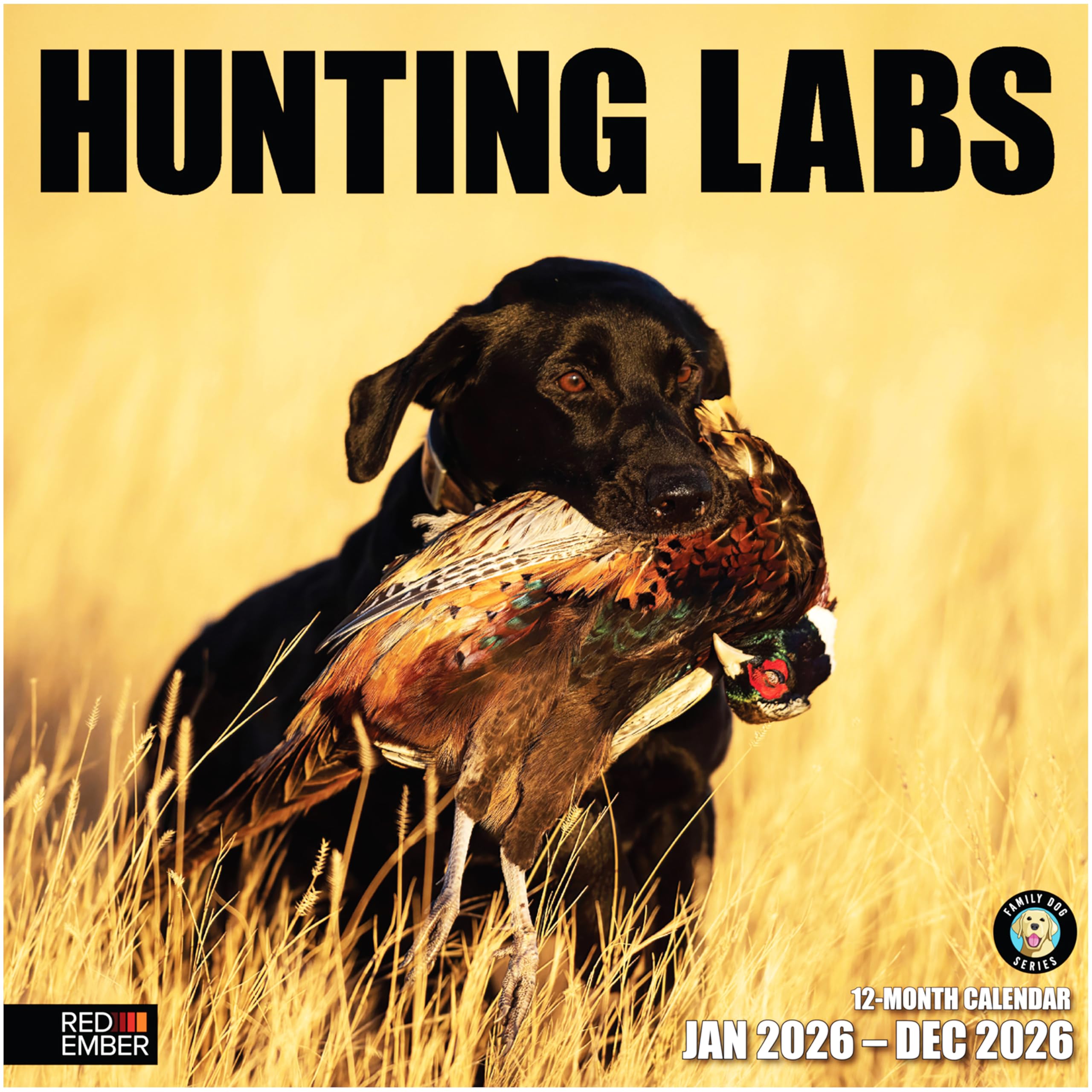 RED EMBER Hunting Labs 2026 Wall Calendar 12 Month | 12" x 24" Open | Thick &amp; Sturdy Paper | Giftable | Sport Labrador Retriever Puppy Dog Calendar 2026